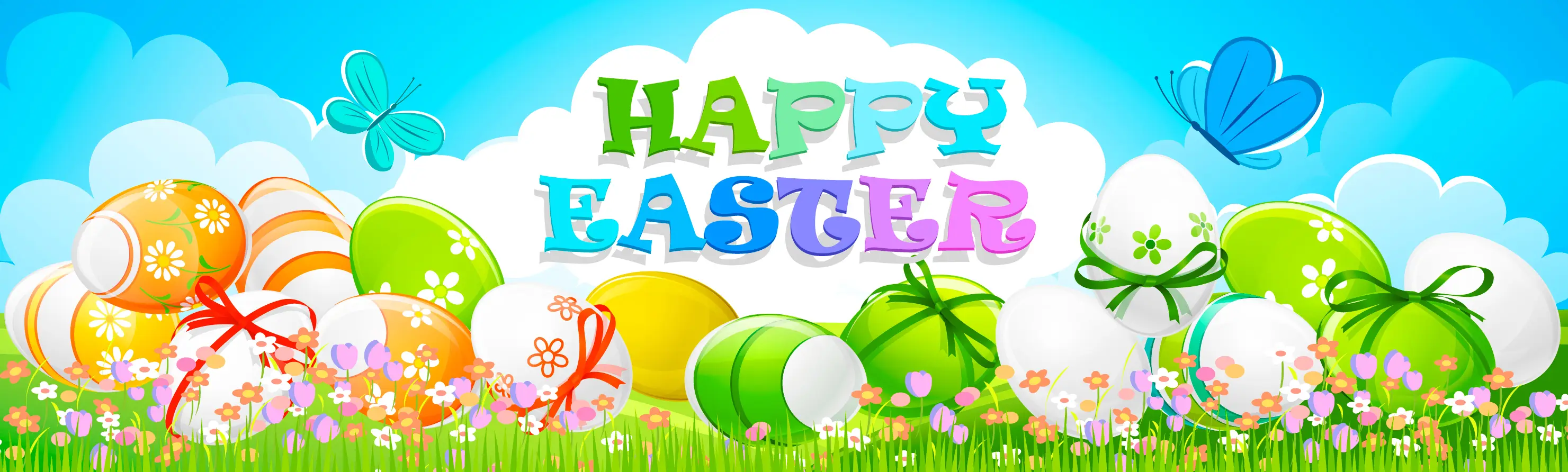 Happy Easter with Colorful Eggs