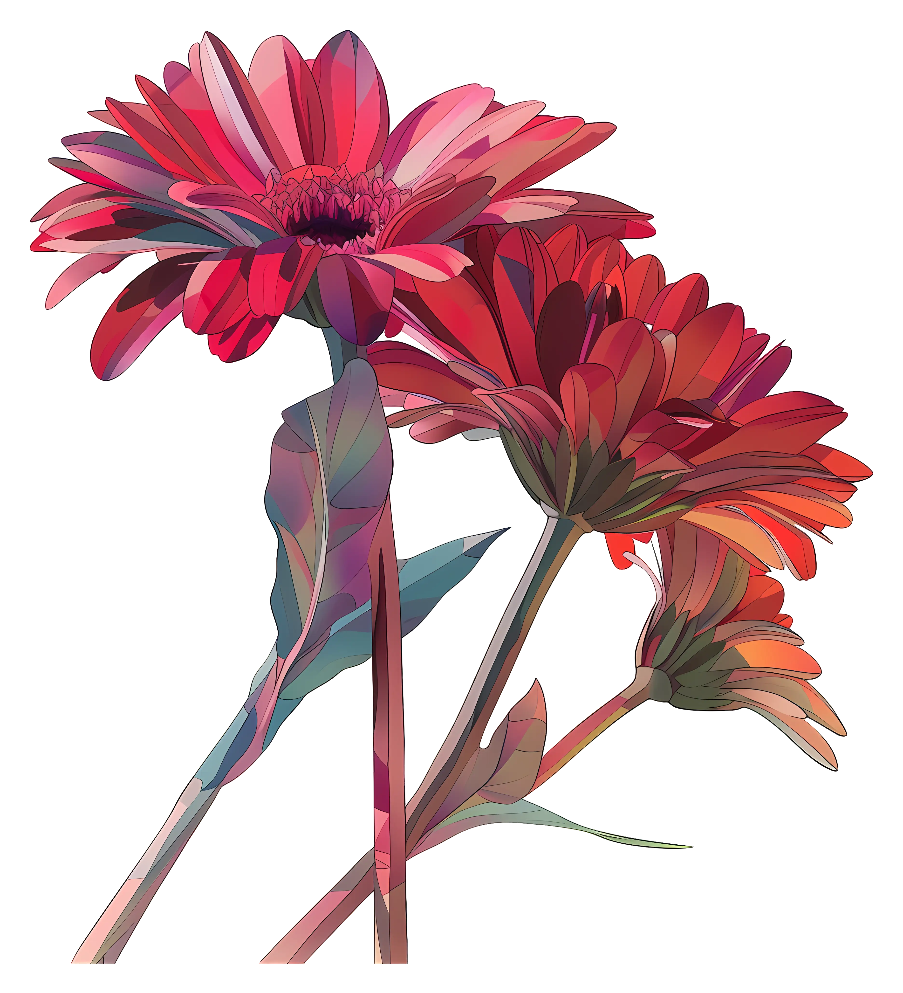 Red Gerbera Daisies Artwork