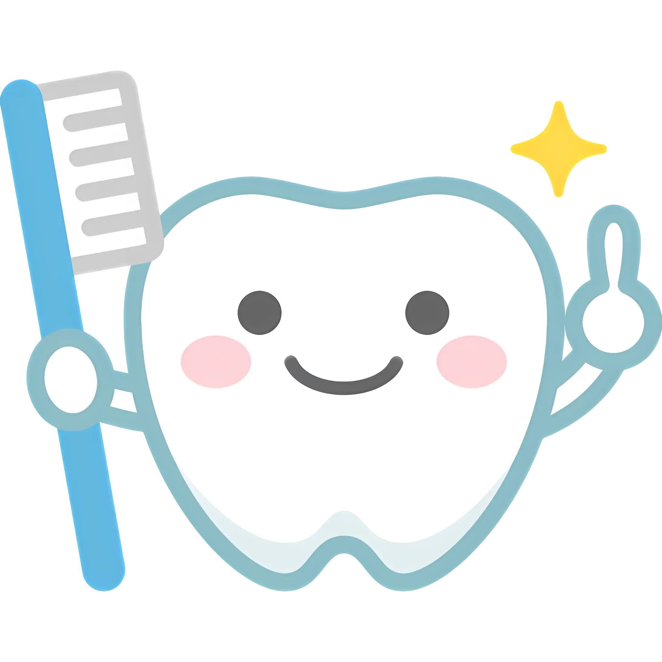 Cute Tooth Cartoon with Toothbrush