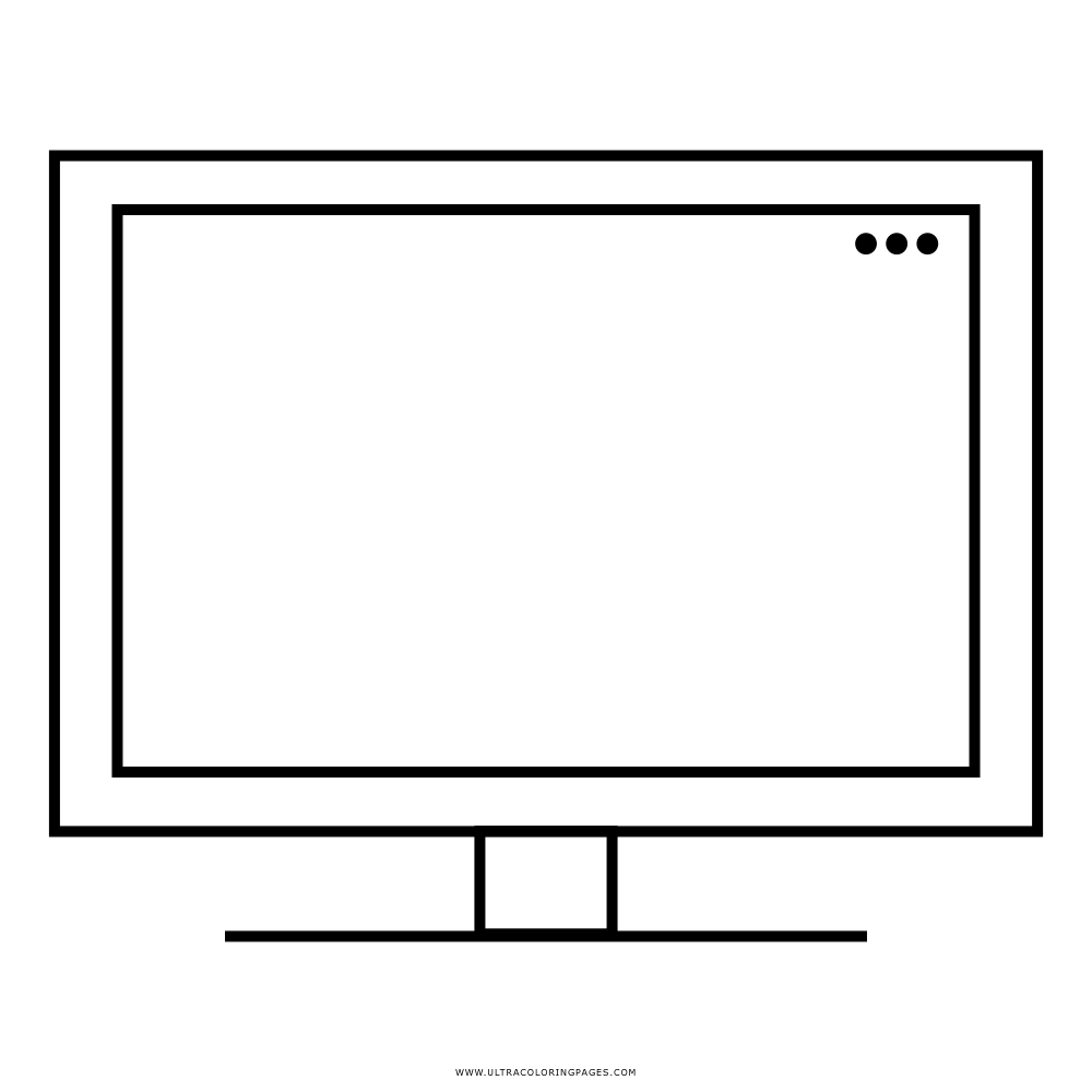 Simple Line Drawing of Computer Monitor