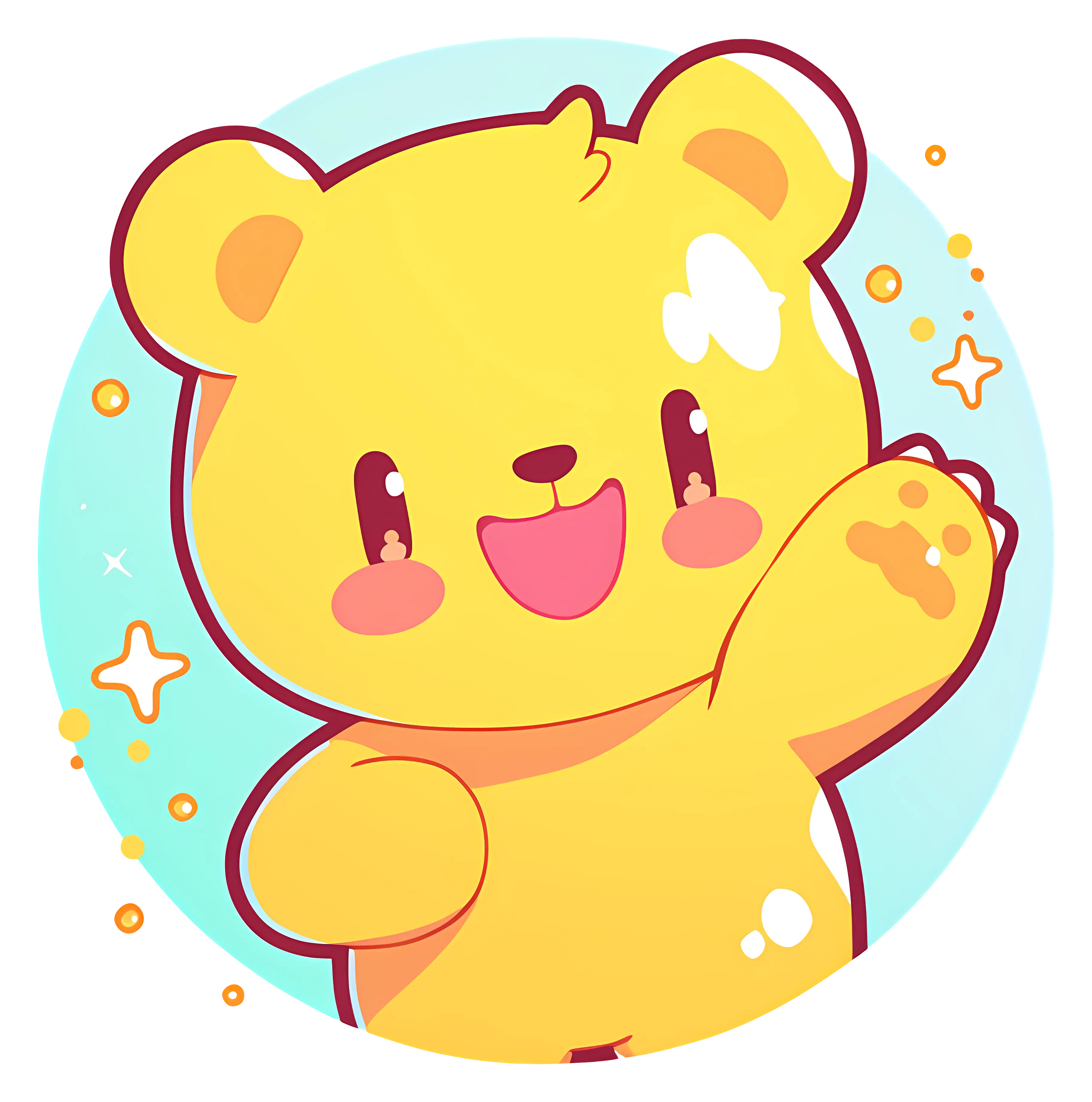 Yellow Bear Waving Happily