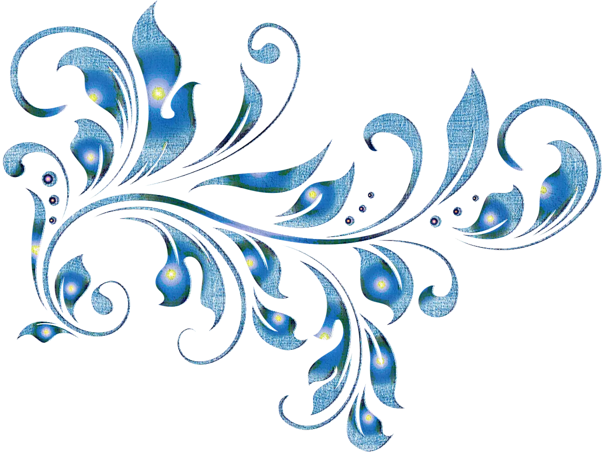 Blue Floral Swirl Design Element