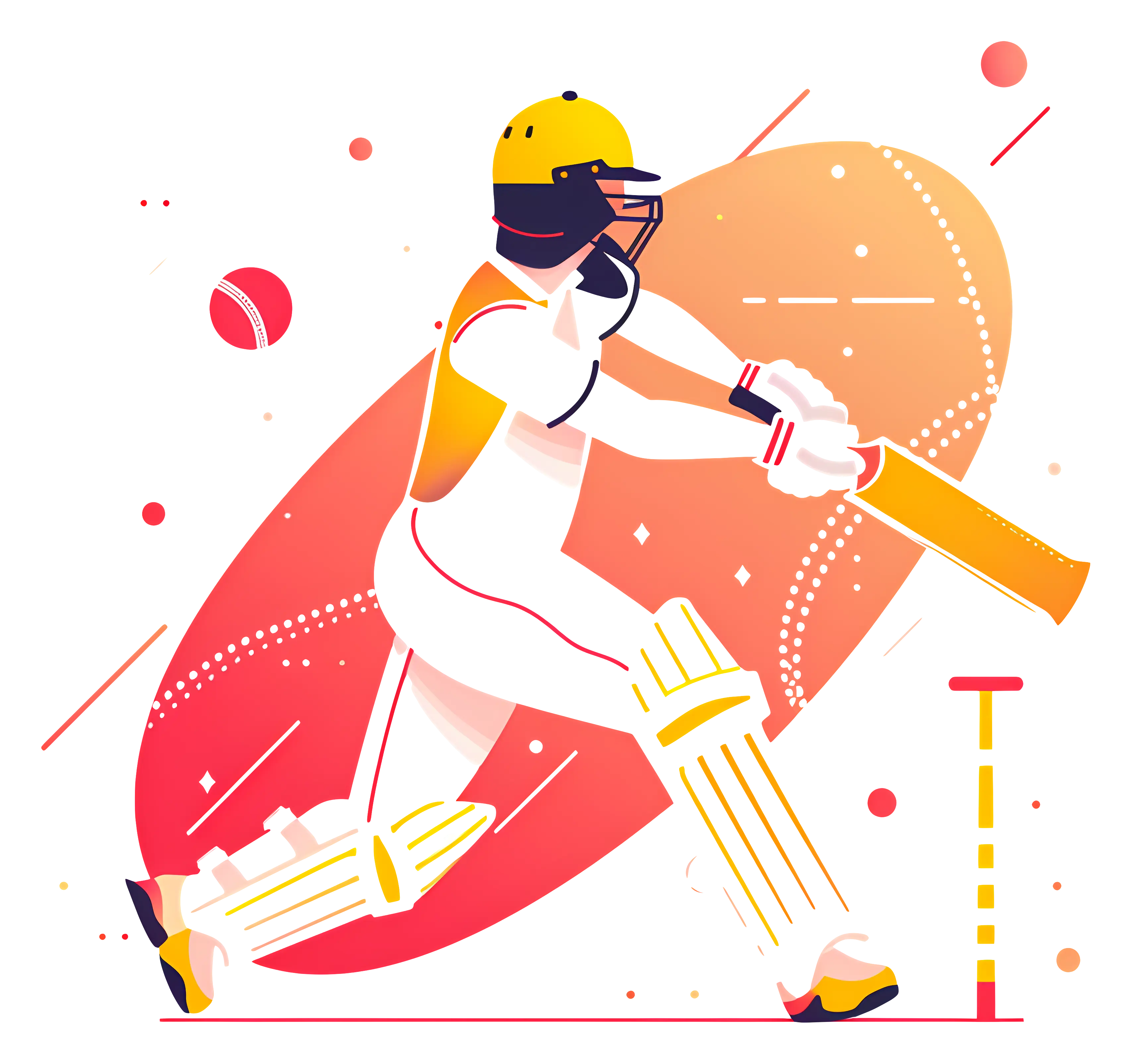 Cricketer in Dynamic Action Illustration