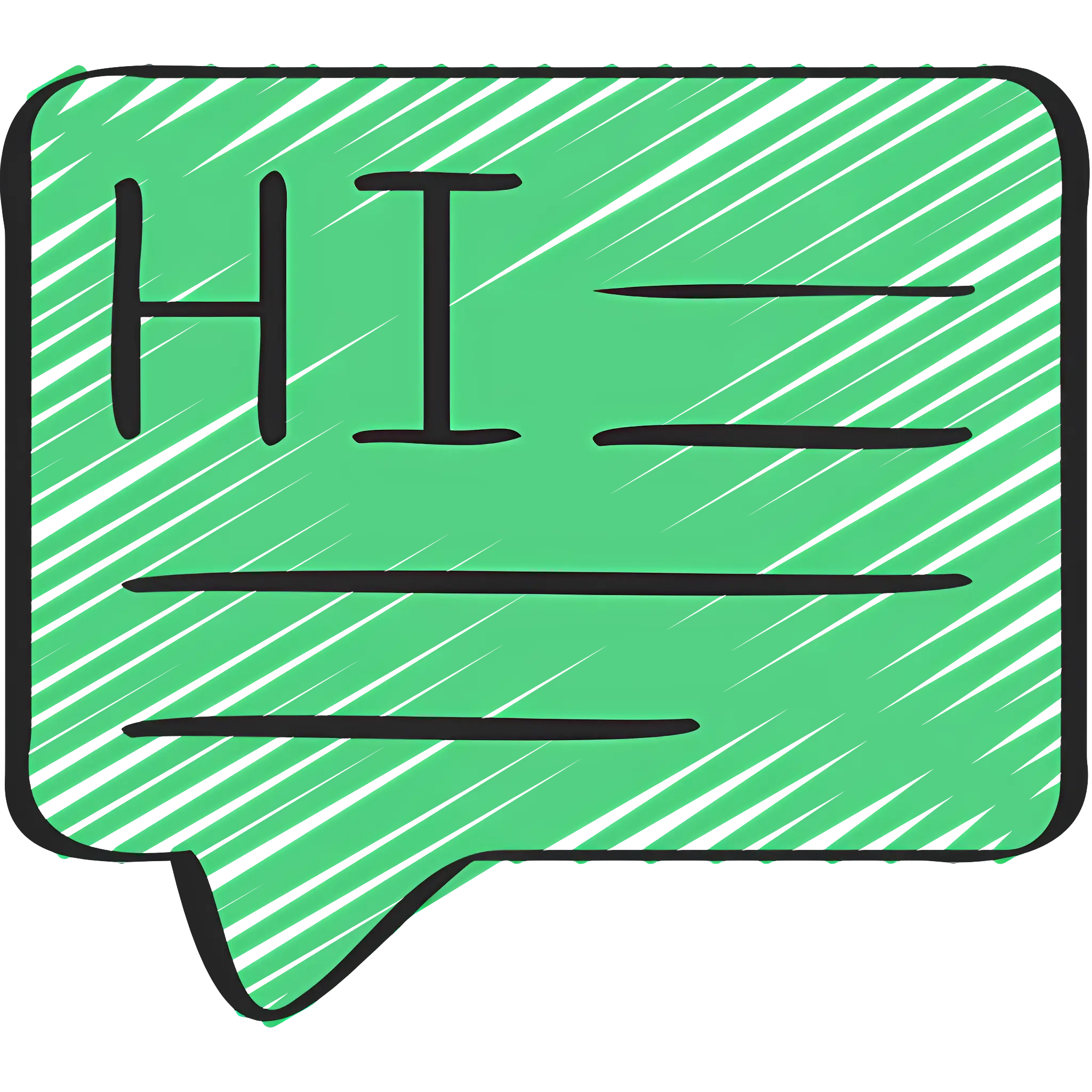 Green Speech Bubble Saying Hi