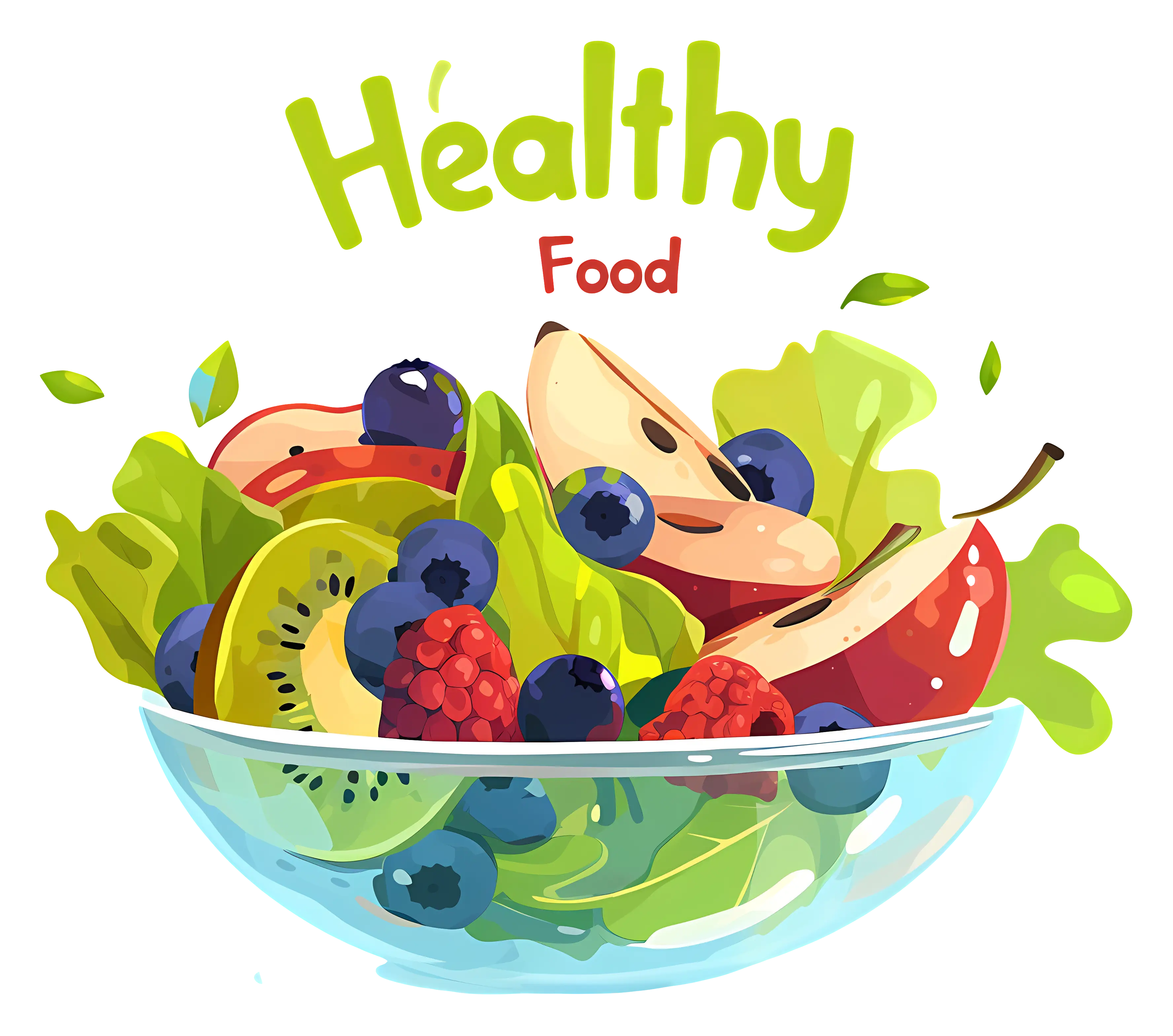 Cartoon Bowl of Healthy Food