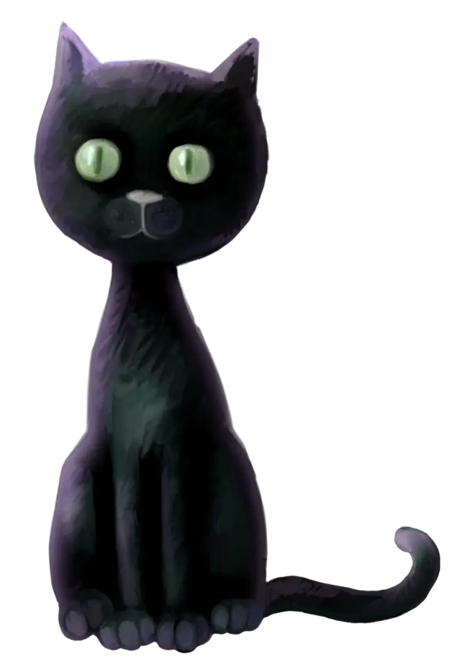 Black Cat Illustration in Cartoon Style
