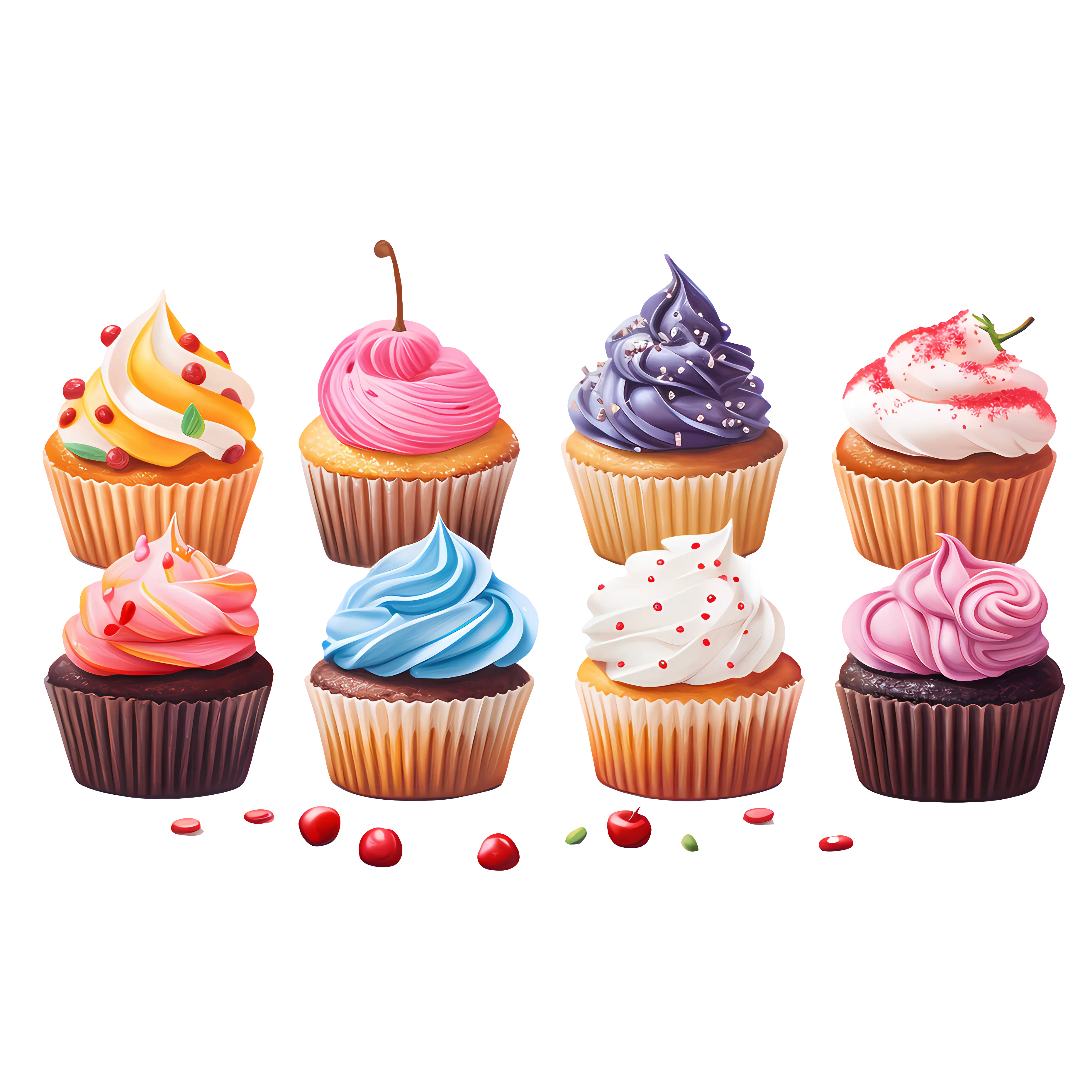 Assorted Colorful Cupcakes with Frosting