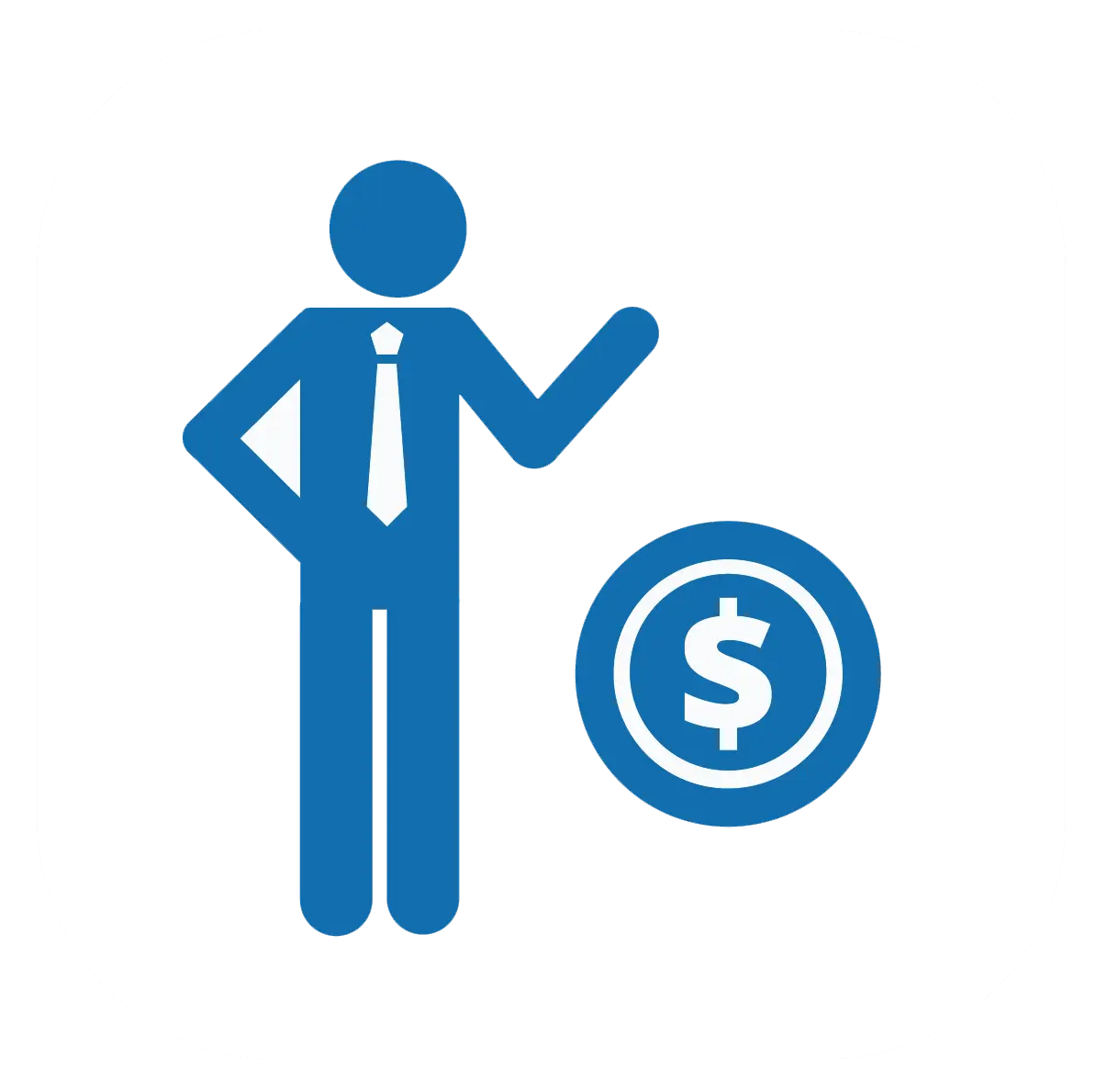 Businessman with Coin Icon Representing Finance