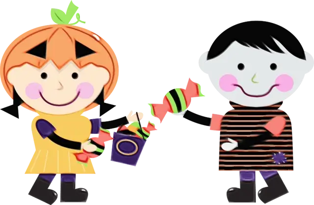Children in Halloween Costumes Illustration