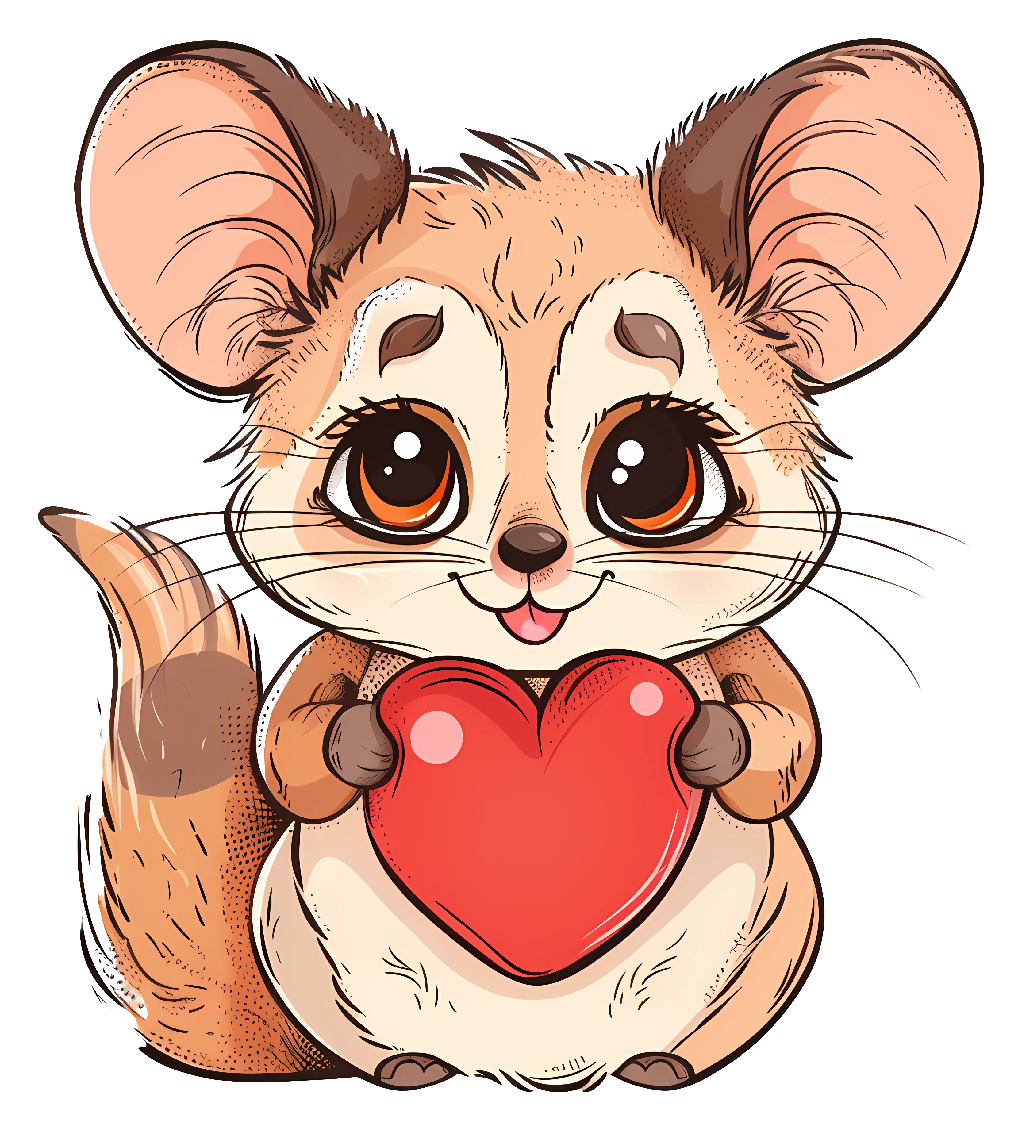 Cute Cartoon Mouse Holding a Heart