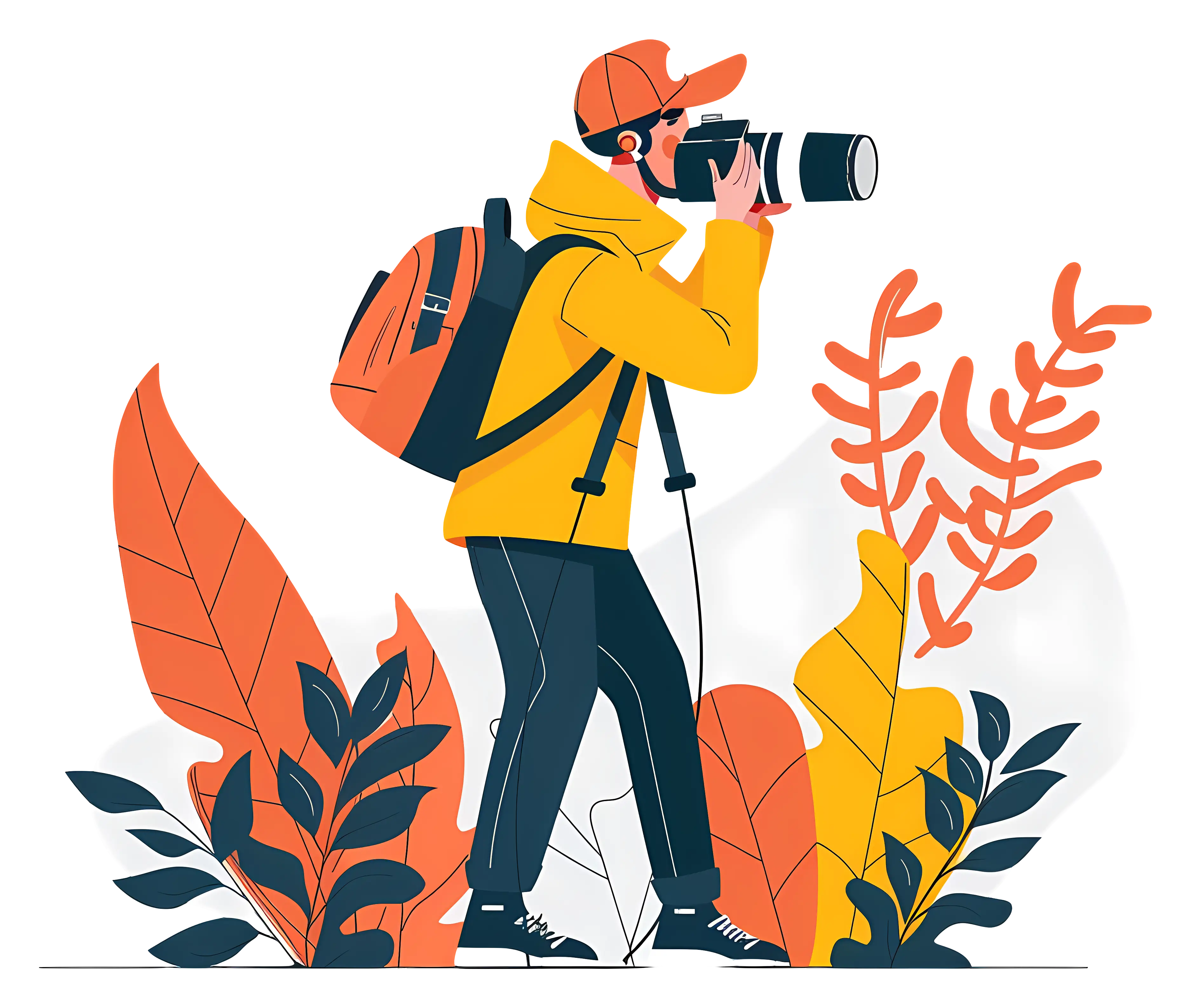 Photographer Capturing Nature in Cartoon Style