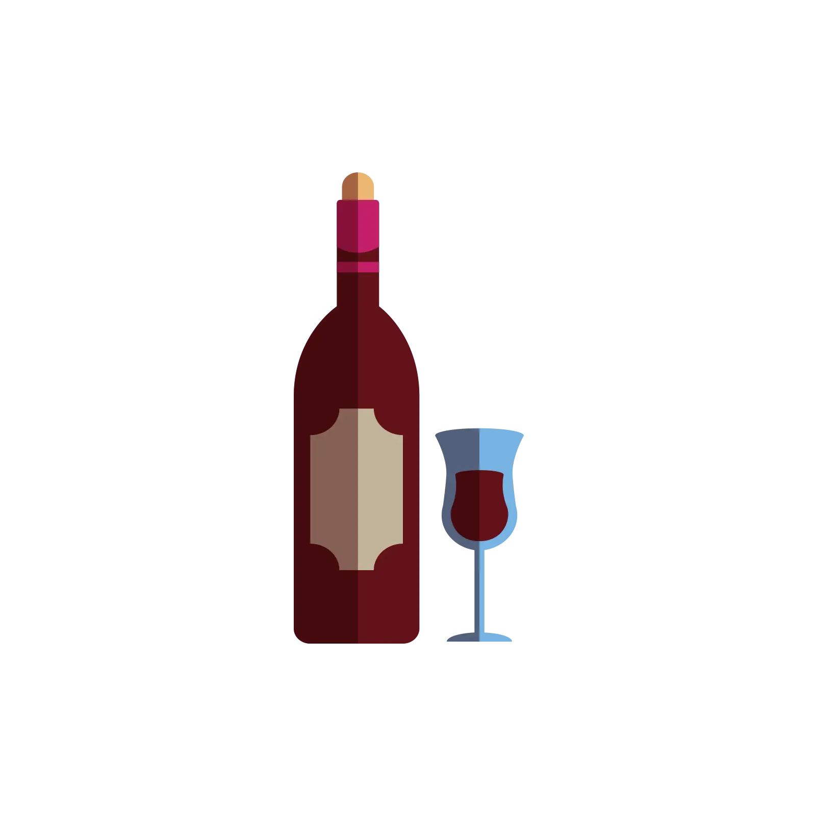 Wine Bottle and Glass Illustration