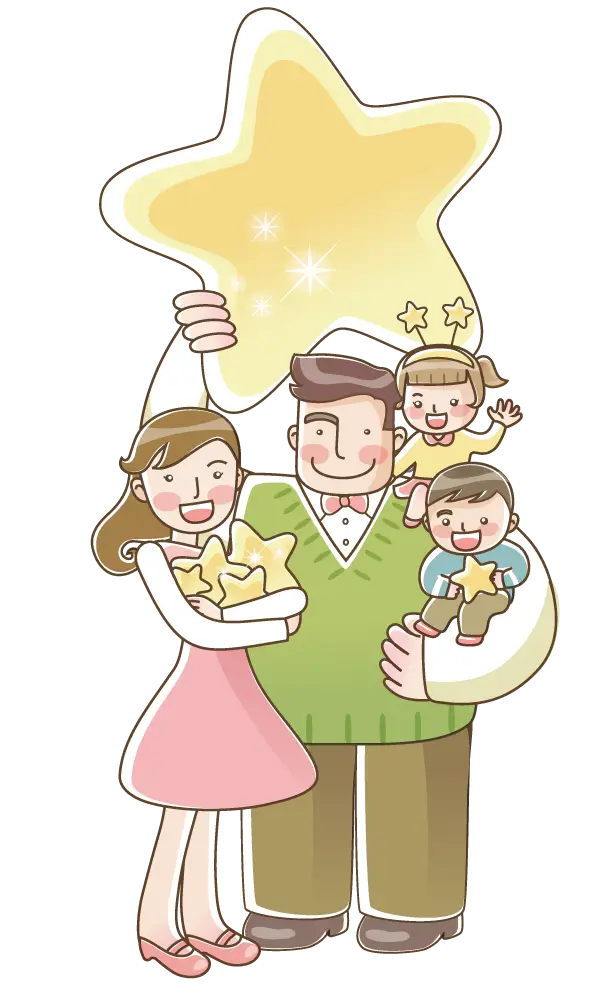 Happy Family with Stars Stamp