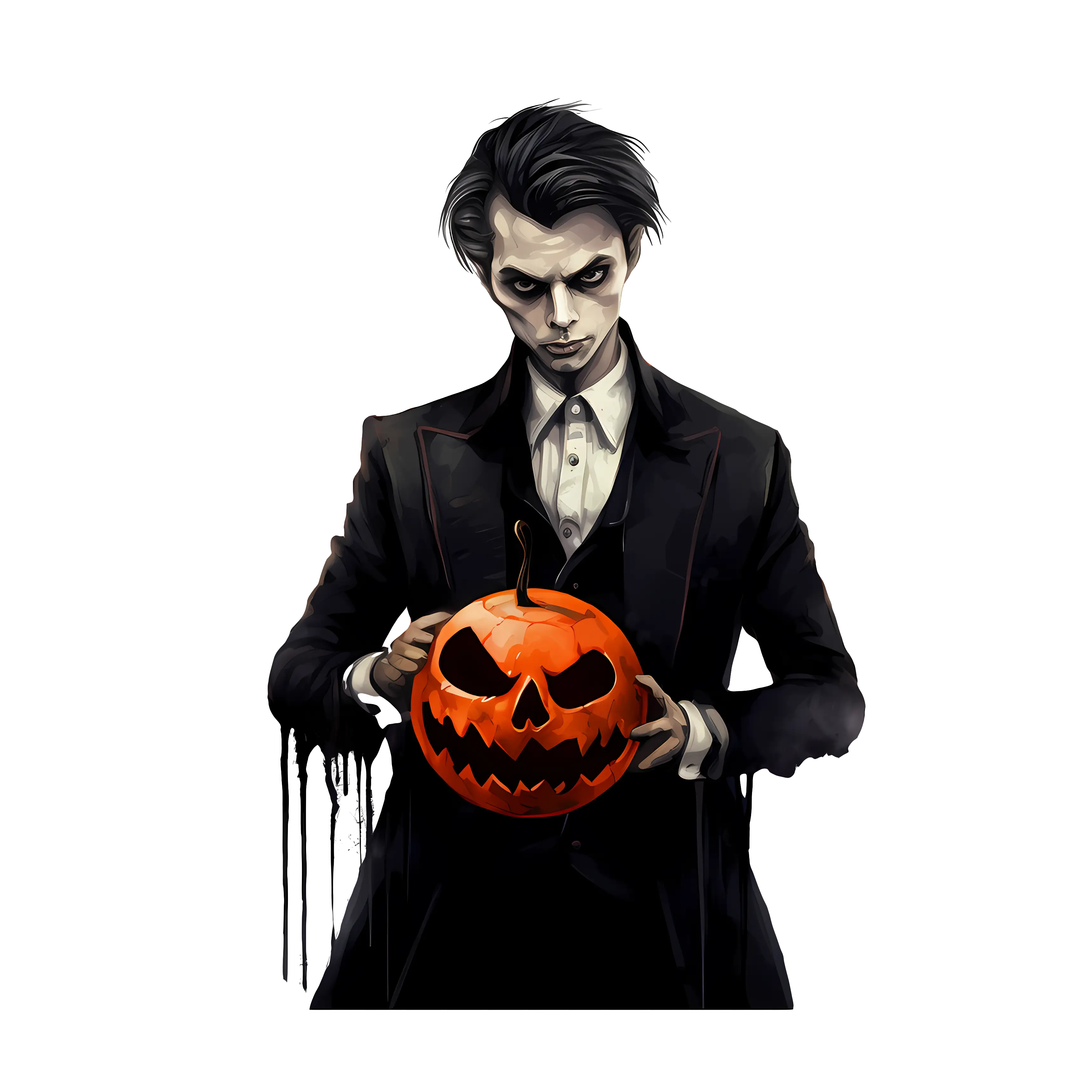 Vampire Holding Pumpkin