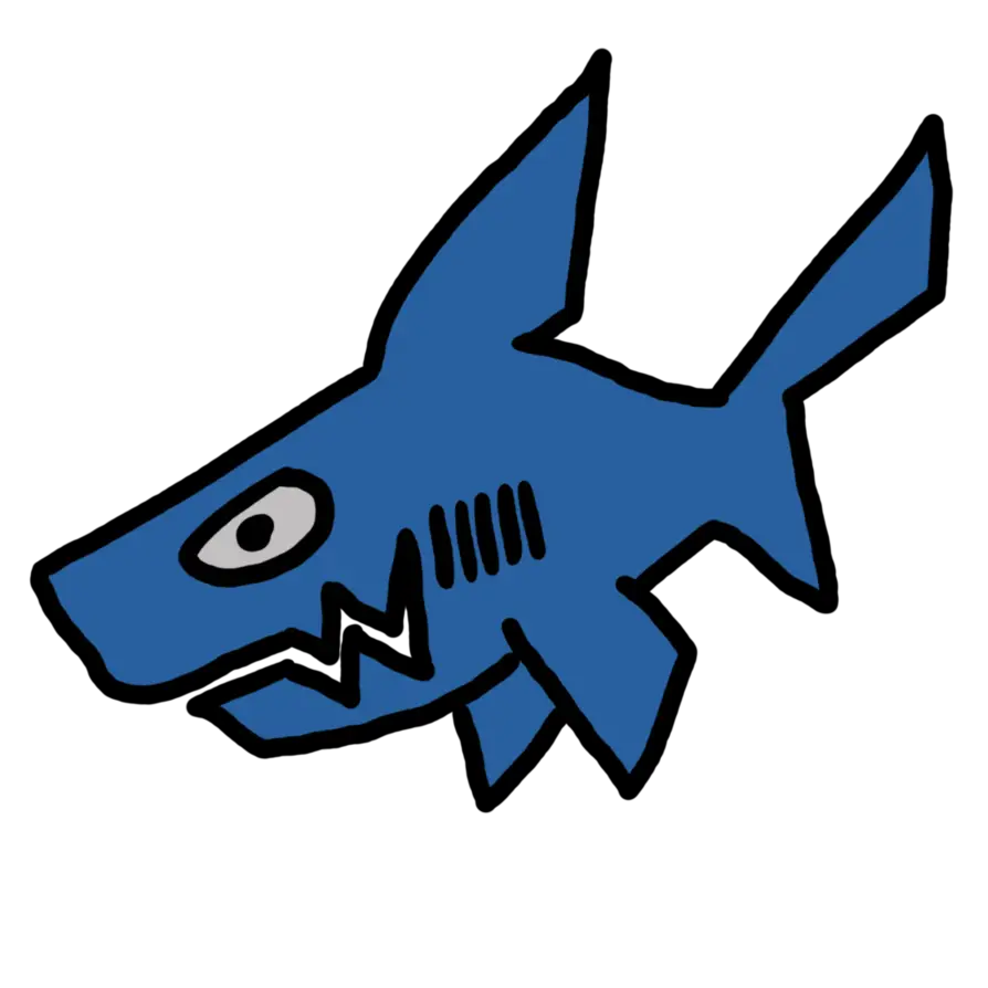 Blue Shark Cartoon Doodle Design