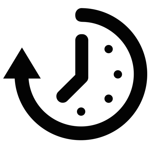 Black Clock Symbol with Circular Arrow
