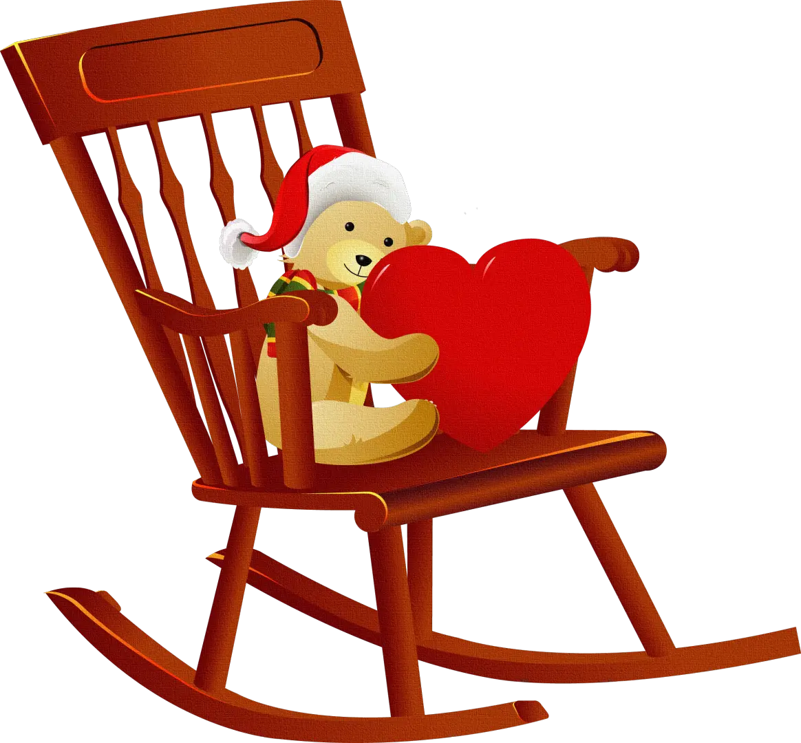 Teddy Bear with Heart on Rocking Chair