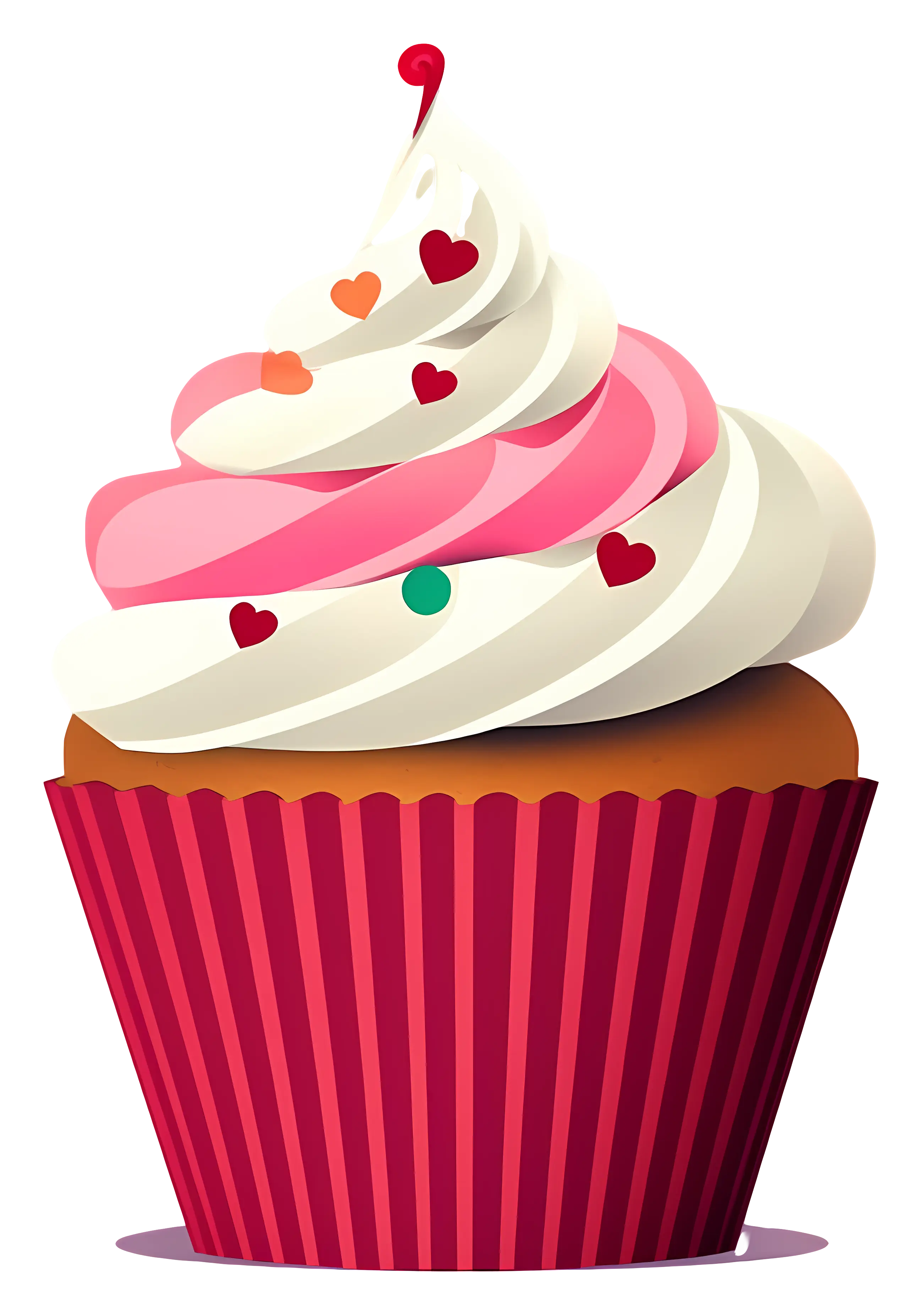 Cupcake with Heart Decorations for Celebrations