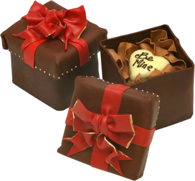 Chocolate Gift Boxes with Red Ribbons