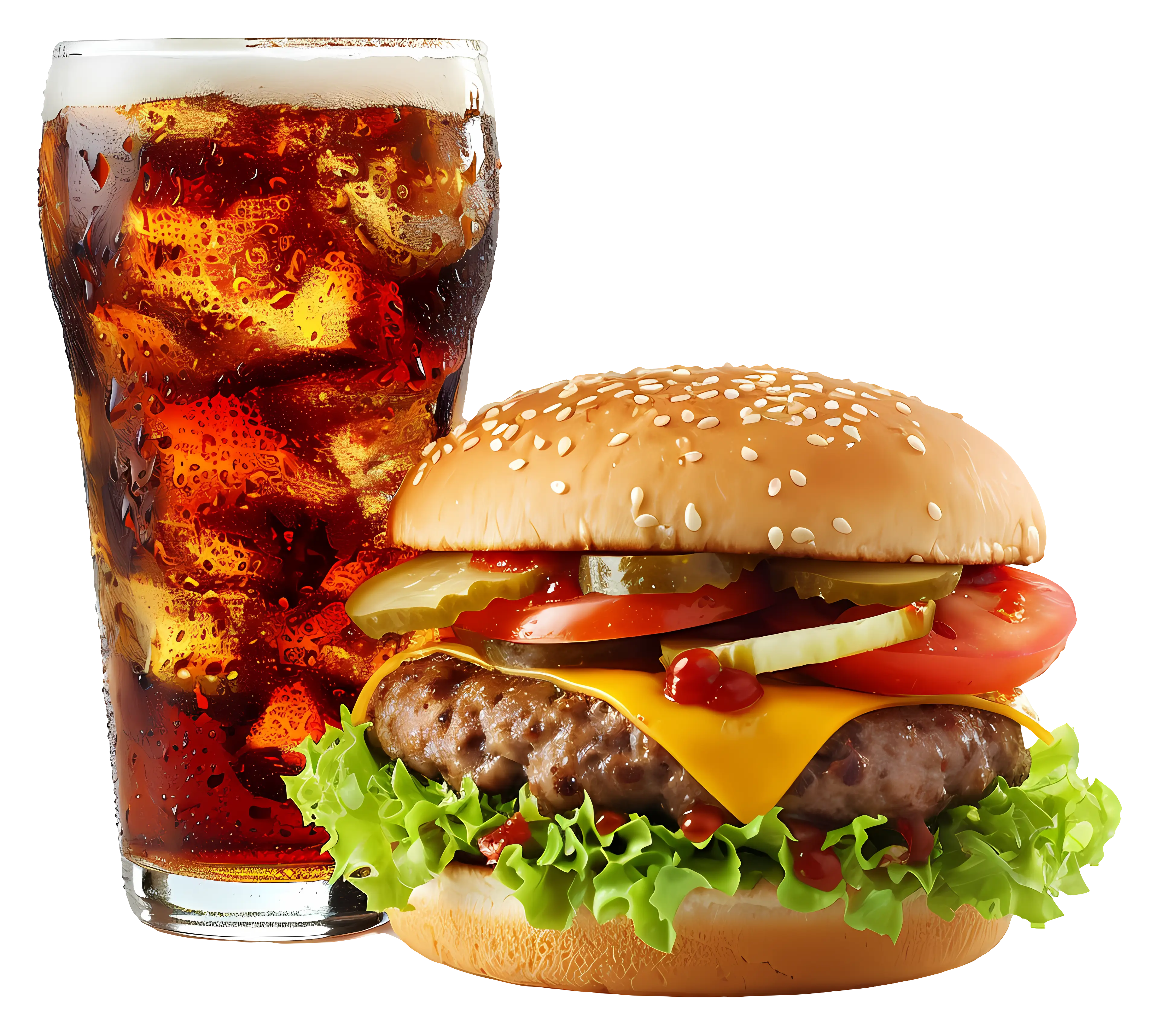Delicious Cheeseburger and Cola Combo