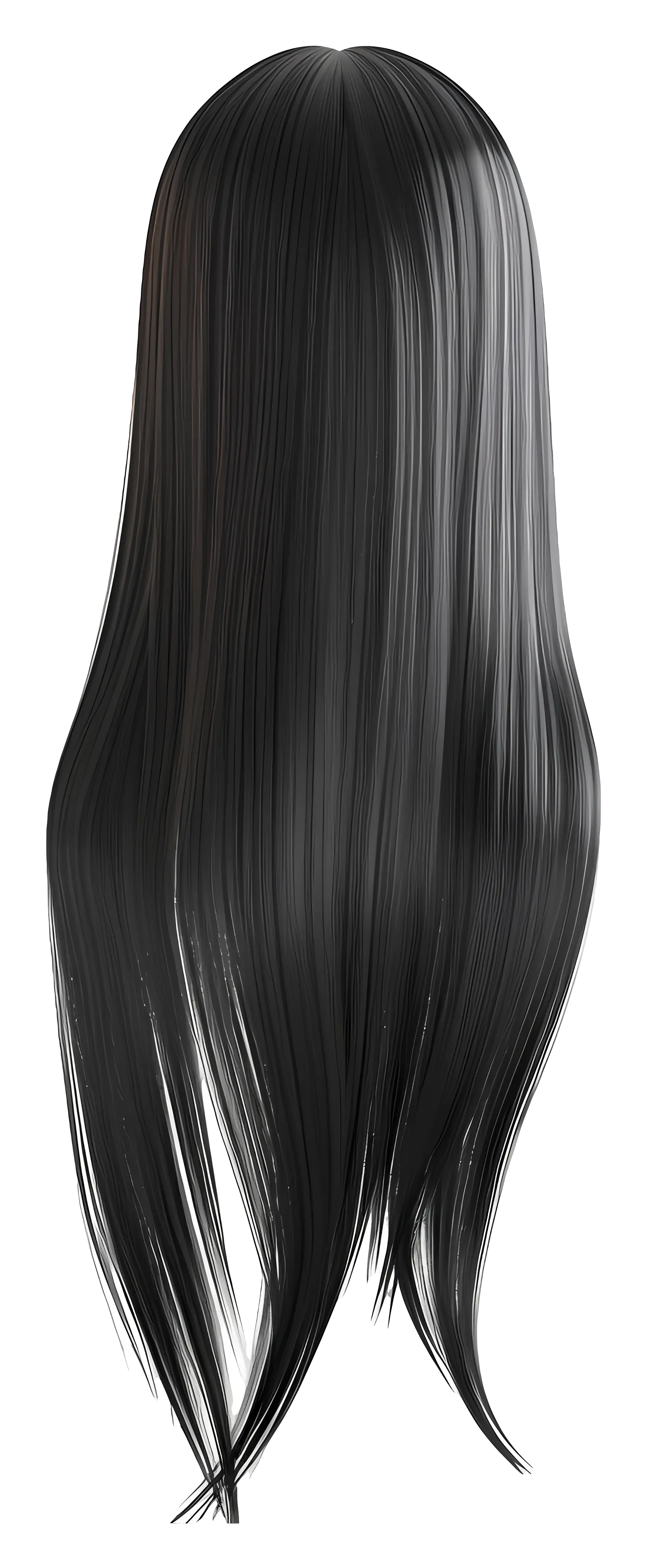 Sleek Long Black Hair Illustration