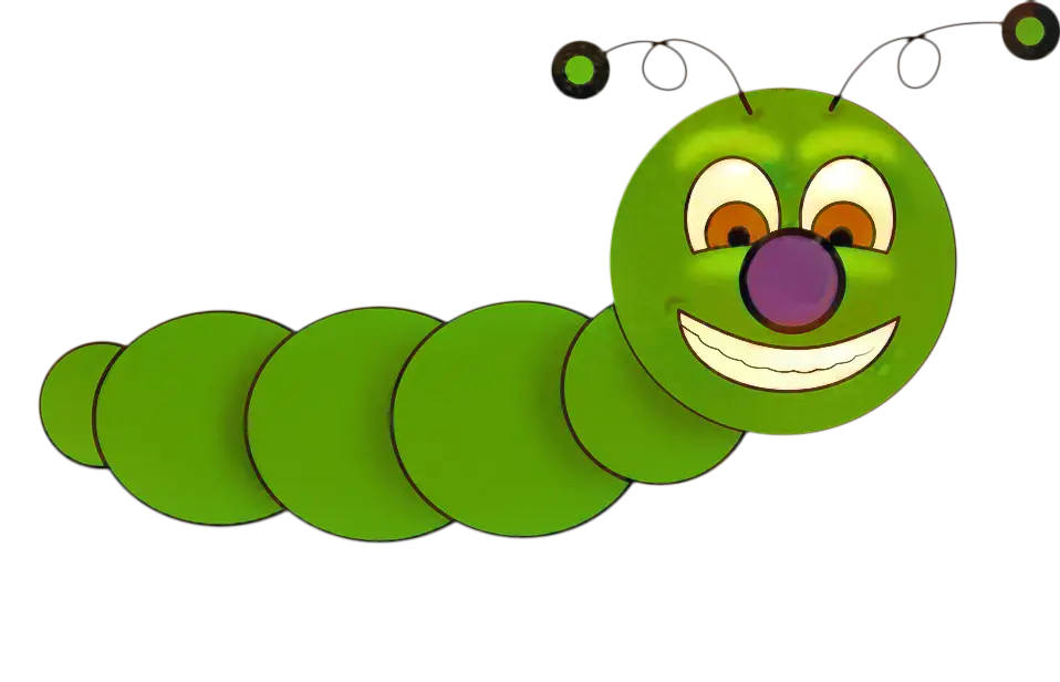 Smiling Green Cartoon Caterpillar