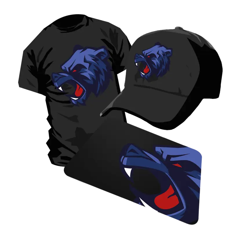 Bear Logo Merchandise Set with T-Shirt and Hat