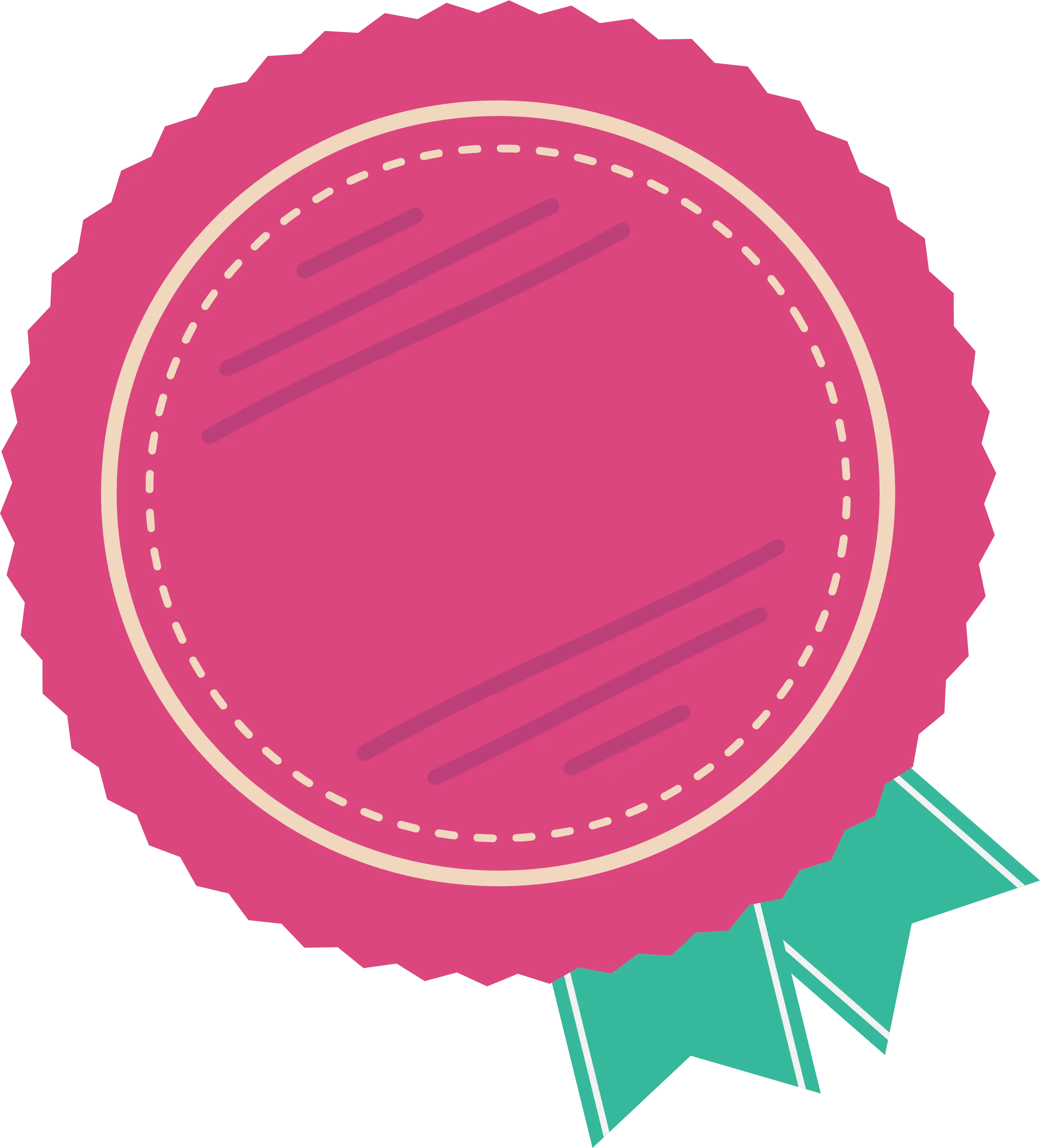 Stylish Pink Badge with Ribbon for Achievements
