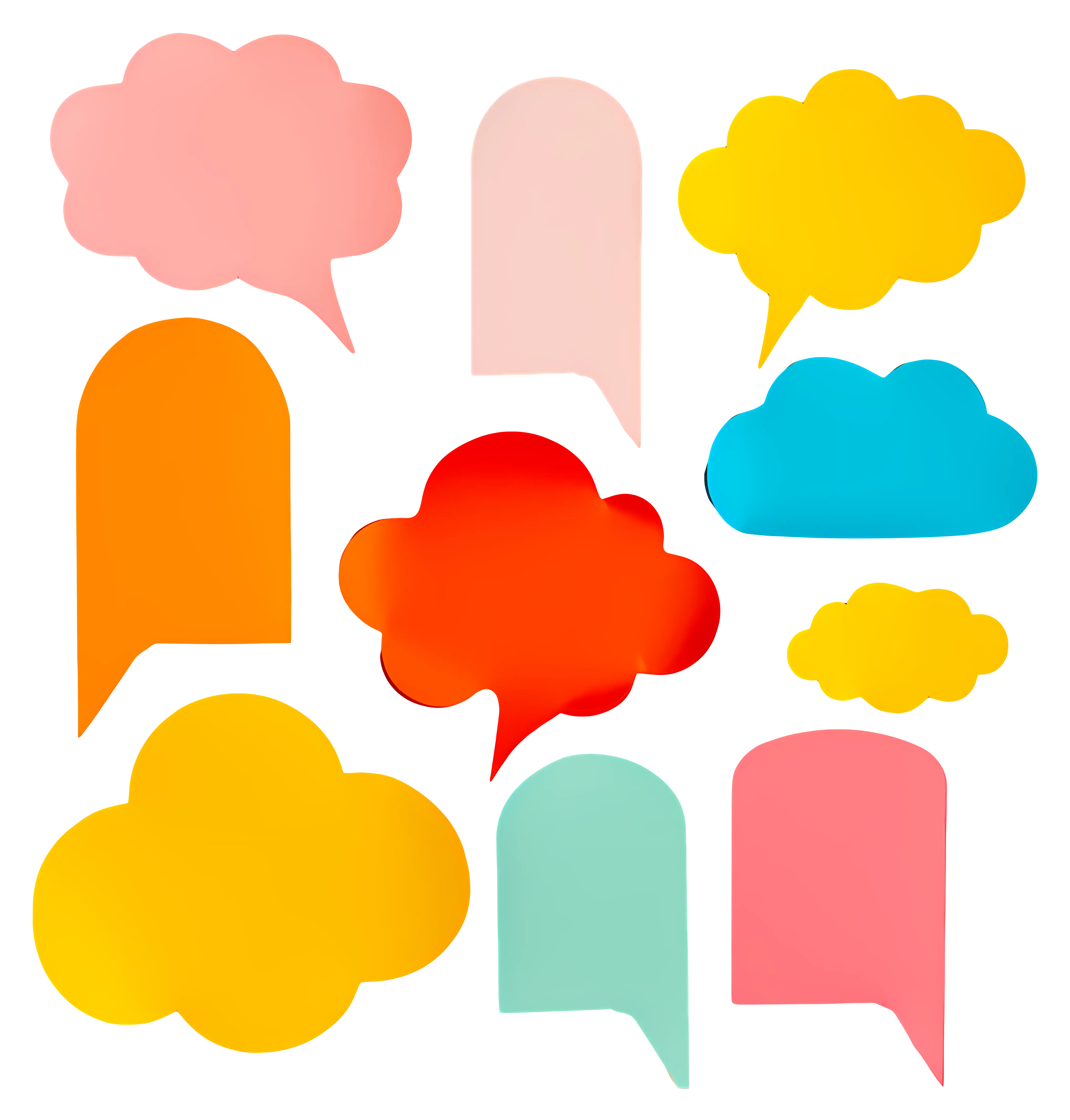 Colorful Speech Bubbles in Various Shapes