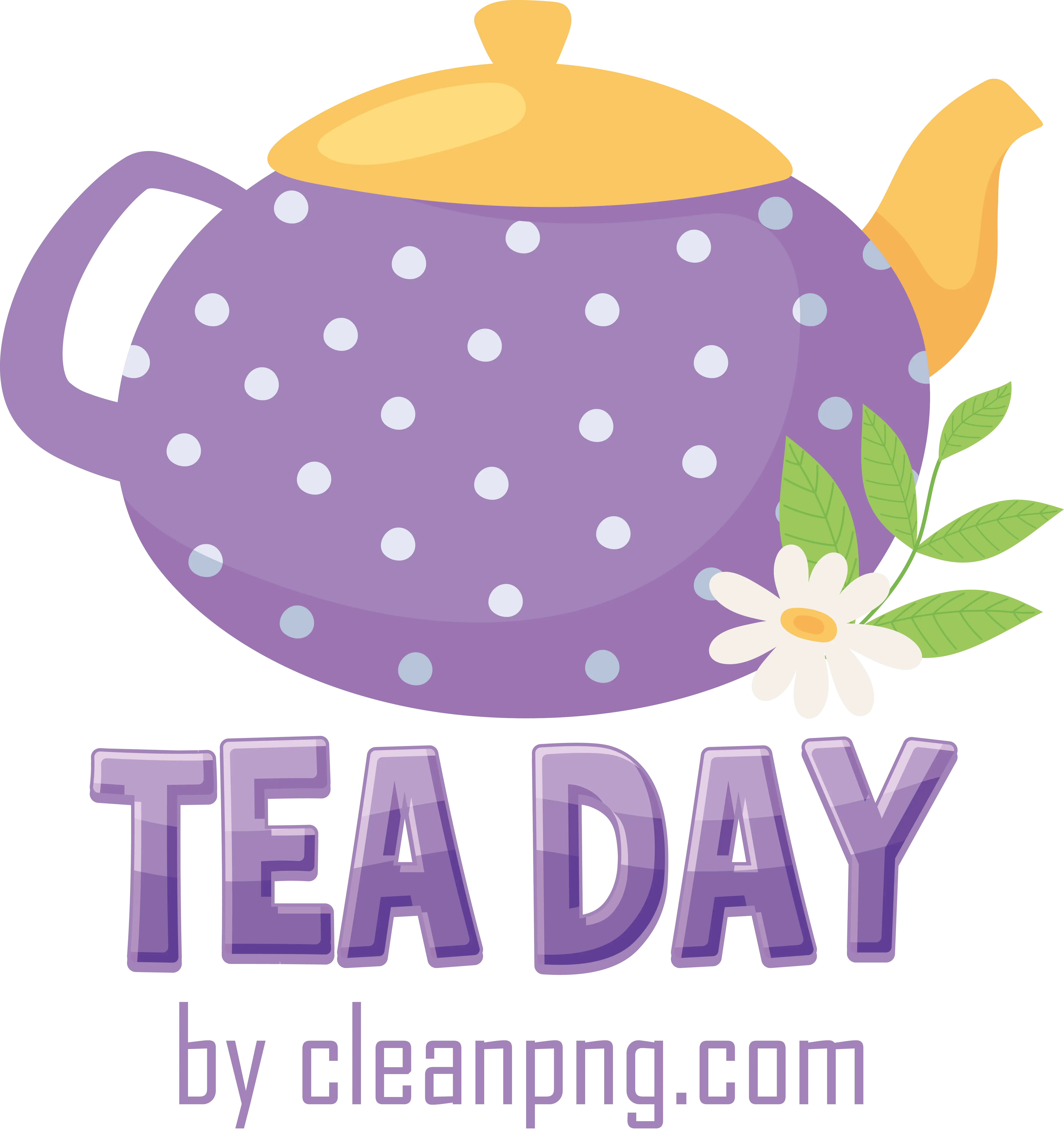 Purple Teapot with Flowers for Tea Day Celebration