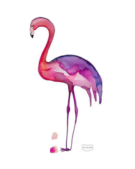 Elegant Watercolor Flamingo