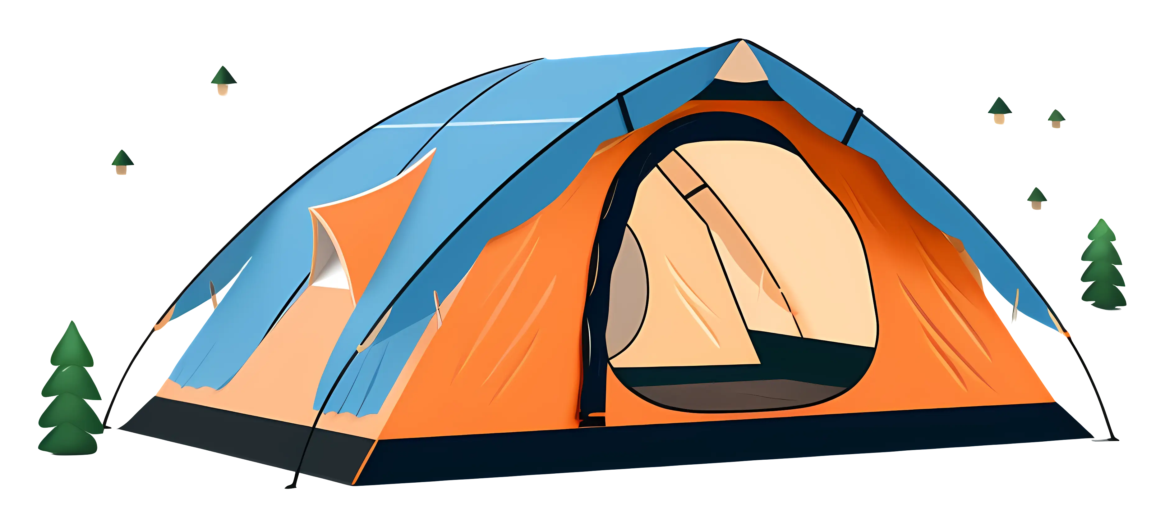 Modern Orange and Blue Camping Tent