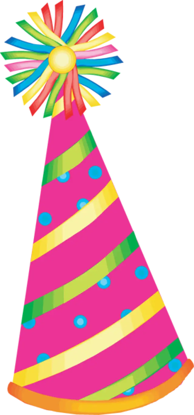 Pink and Yellow Striped Party Hat