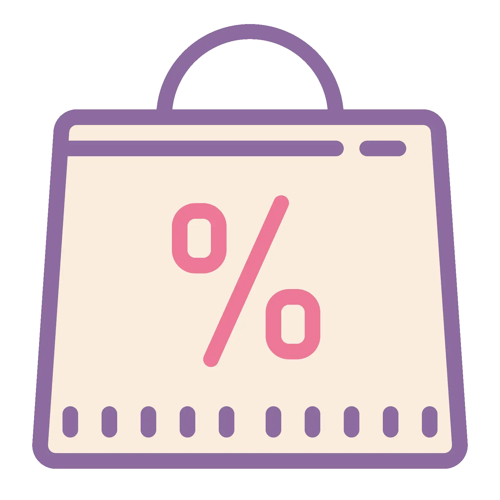 Shopping Bag Icon with Discount Symbol