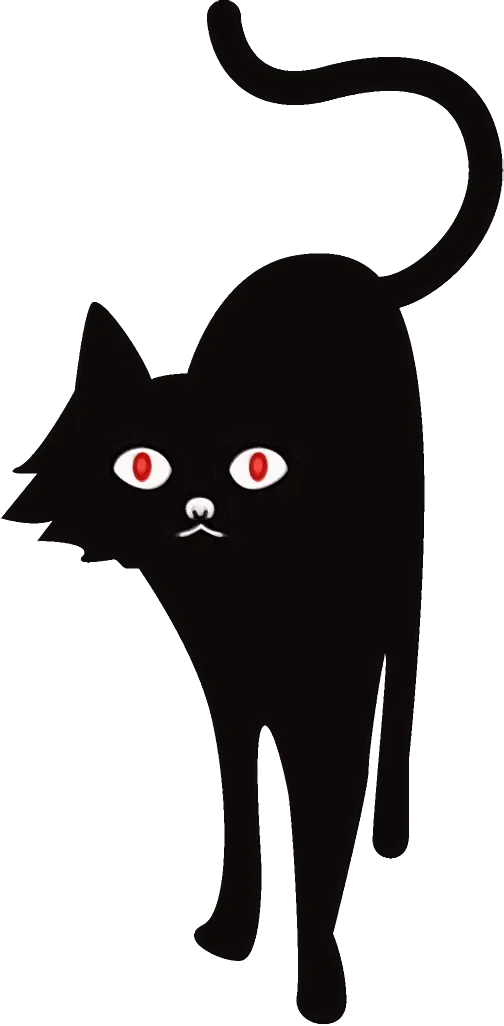 Black Cat with Red Eyes Illustration