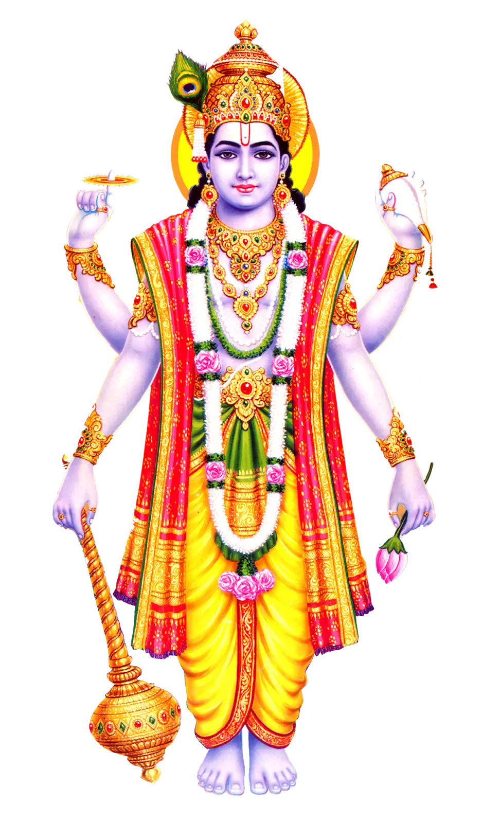Illustration of a Hindu Deity in Vibrant Attire