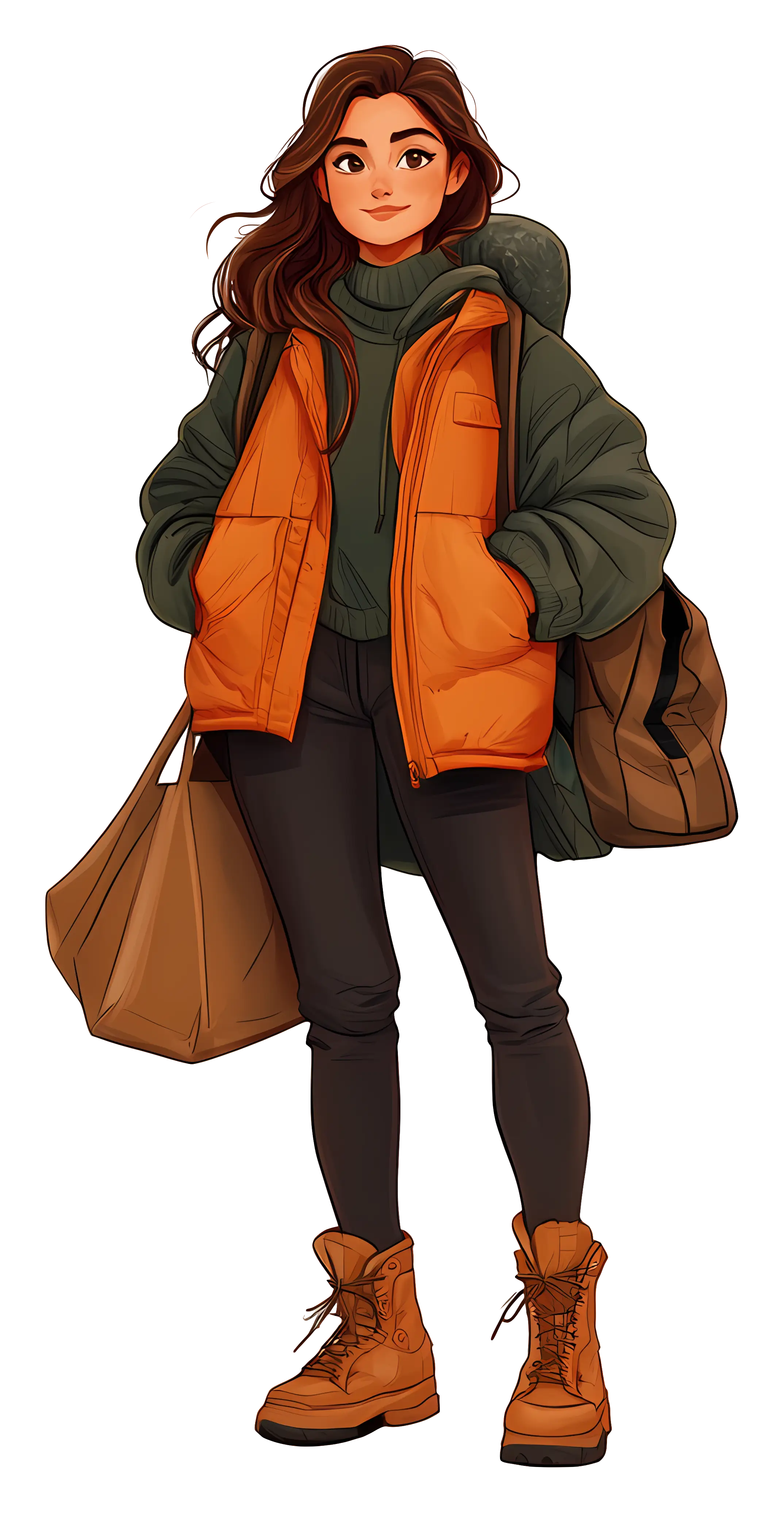 Girl in Winter Clothes Illustration