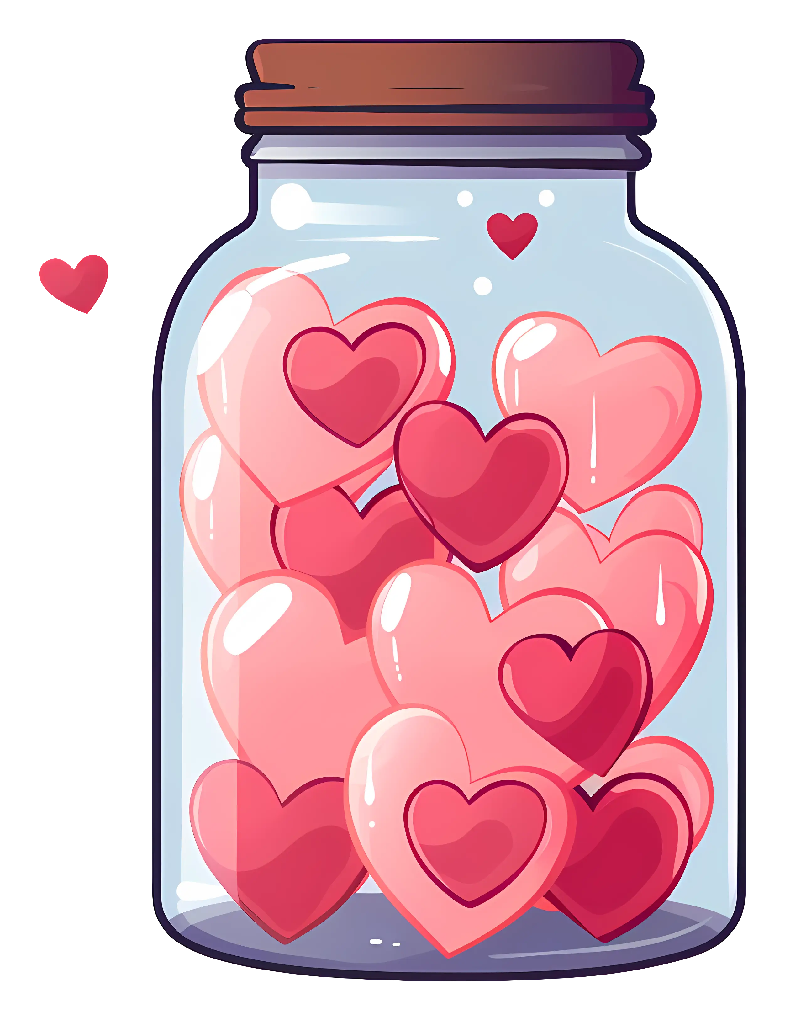 Romantic Jar of Hearts Illustration