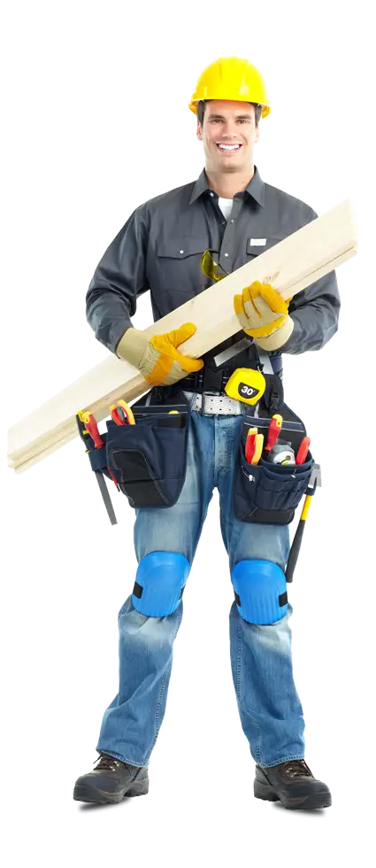 Construction Worker with Tools and Hard Hat