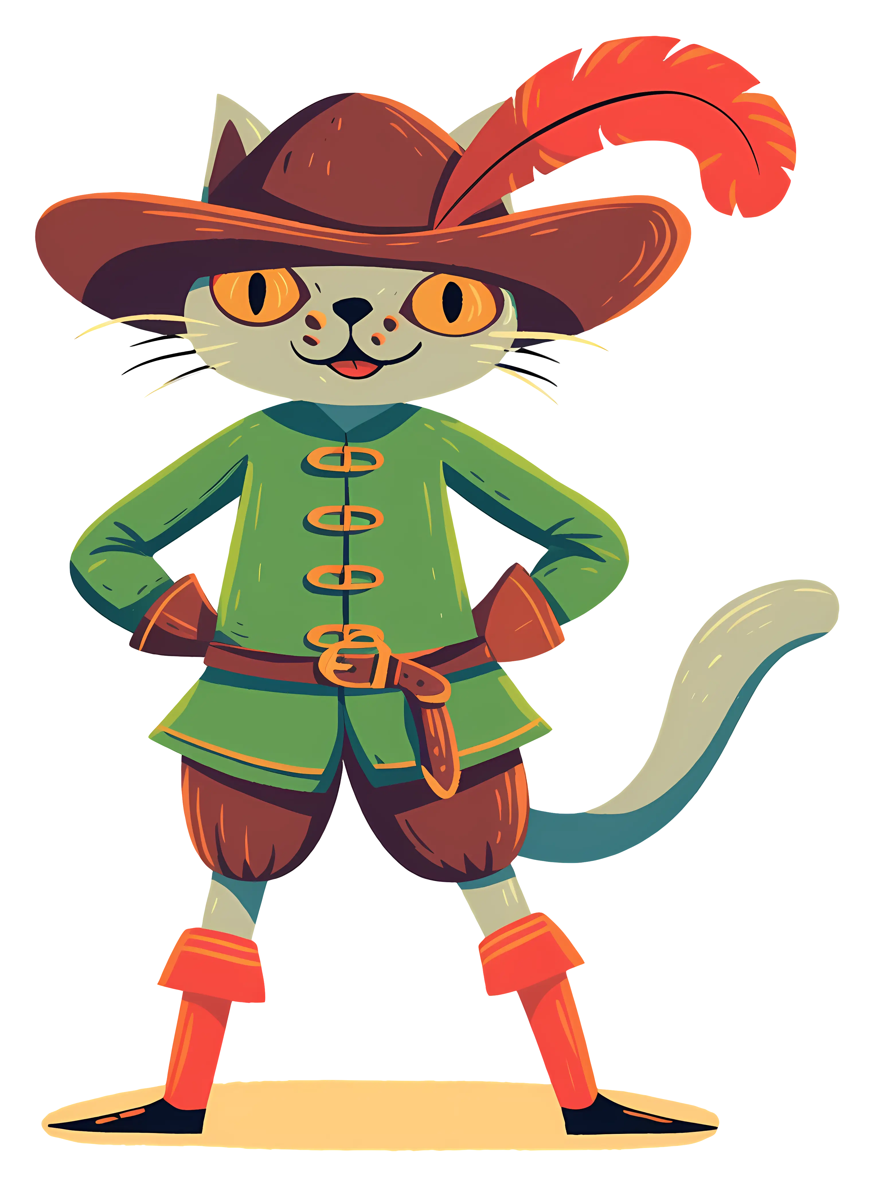 Cat in Boots with Feathered Hat