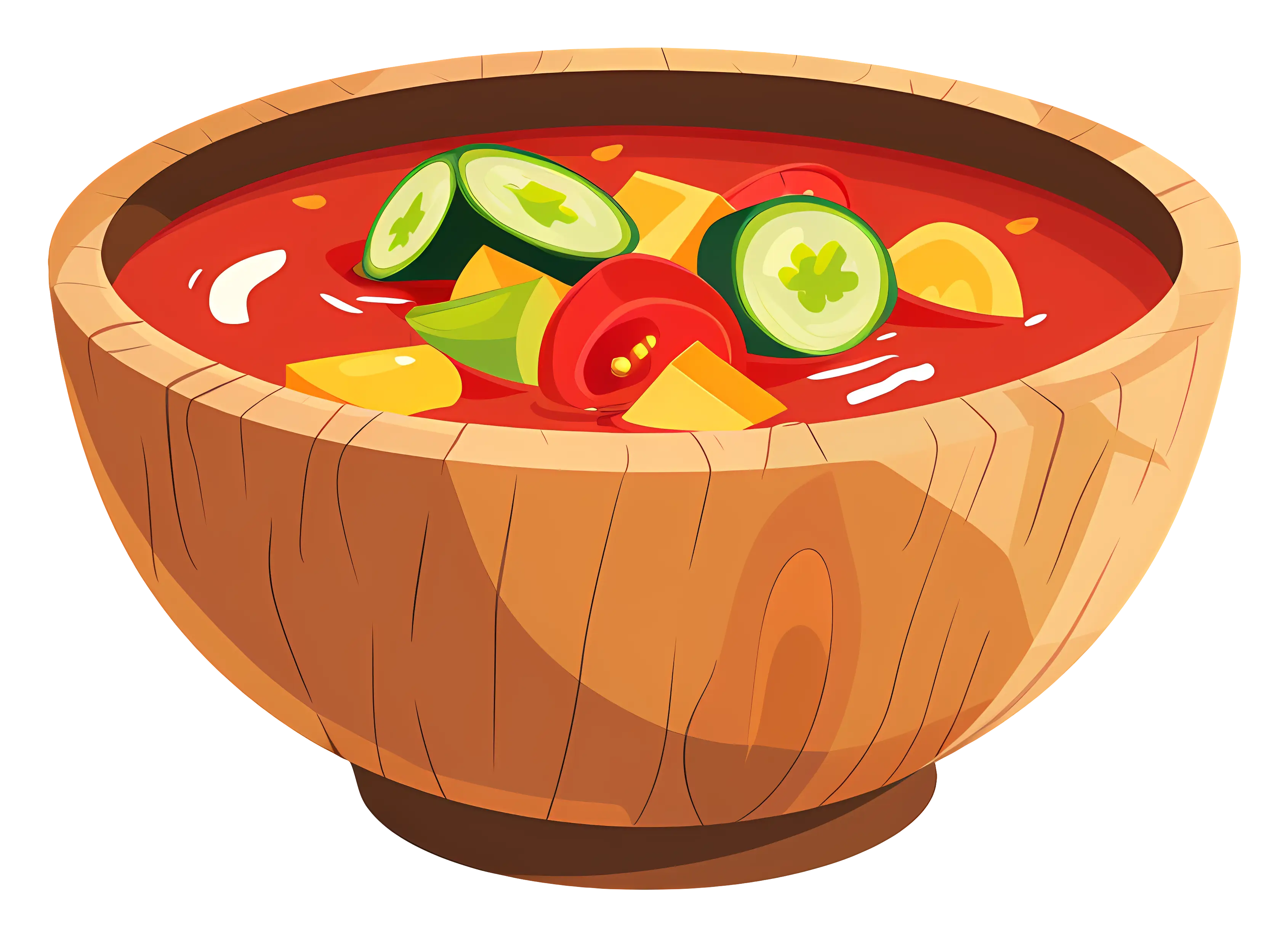 Vegetable Soup in Wooden Bowl
