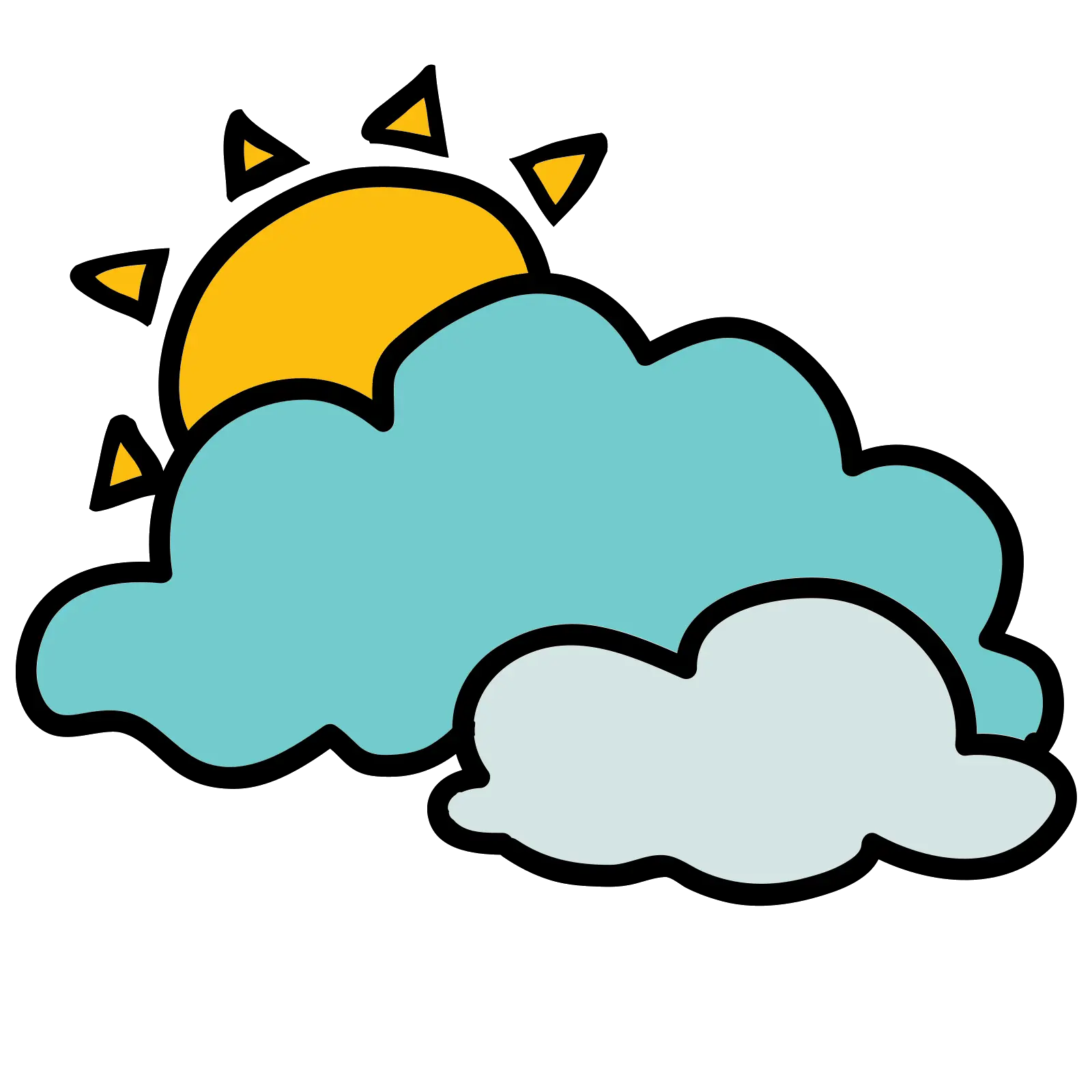 Cartoon Sun and Clouds Illustration