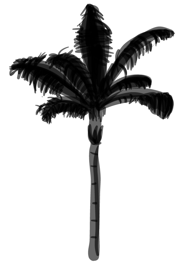 Black Sketch of a Palm Tree
