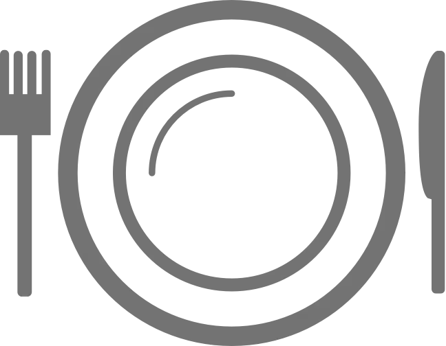 Tableware Icon with Plate, Fork, and Knife