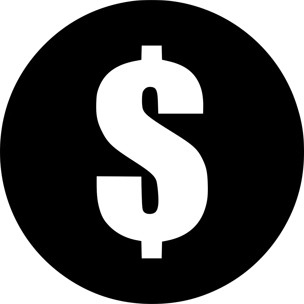 Black Dollar Sign Icon for Finance