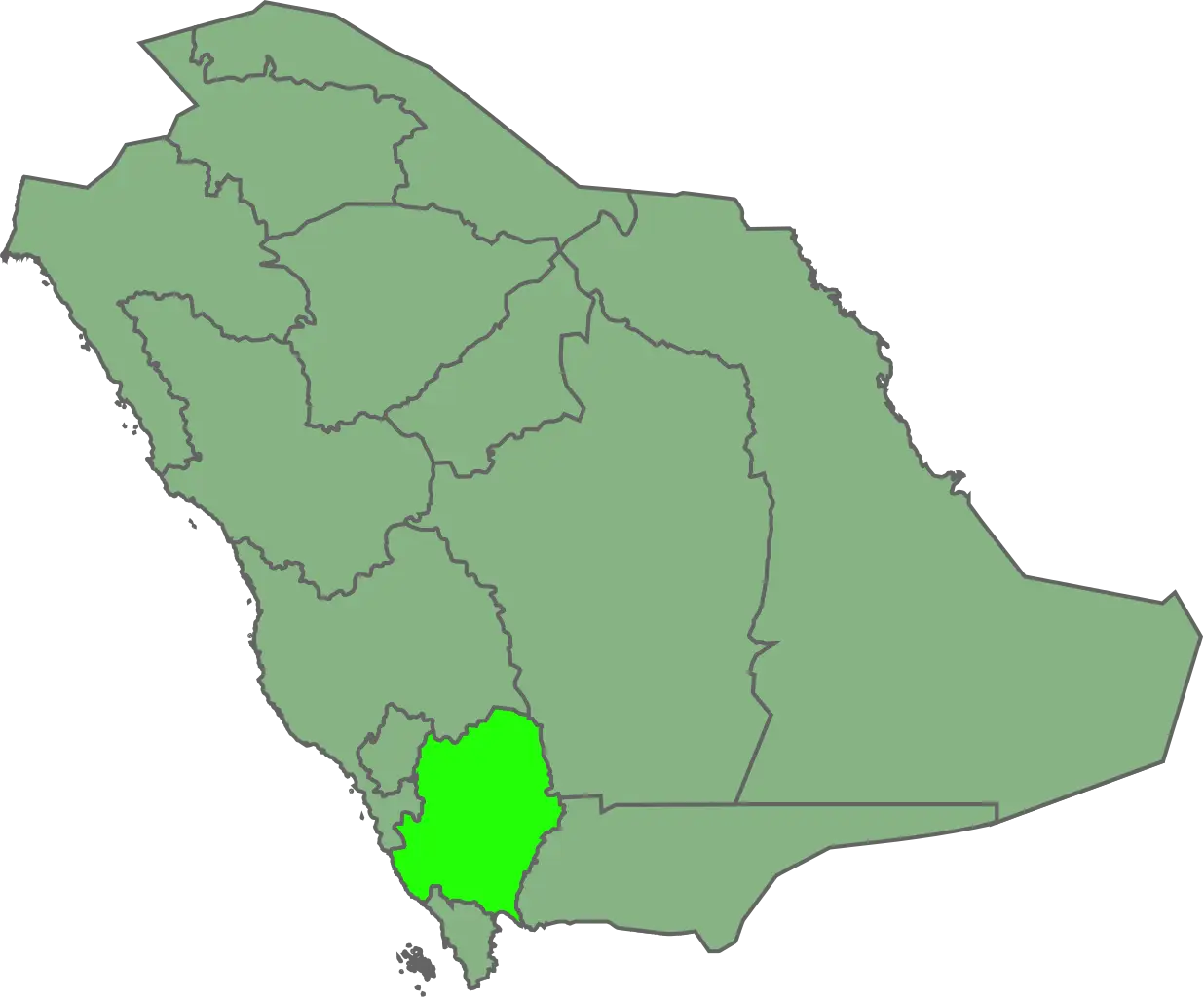Map of Saudi Arabia with Highlighted Region