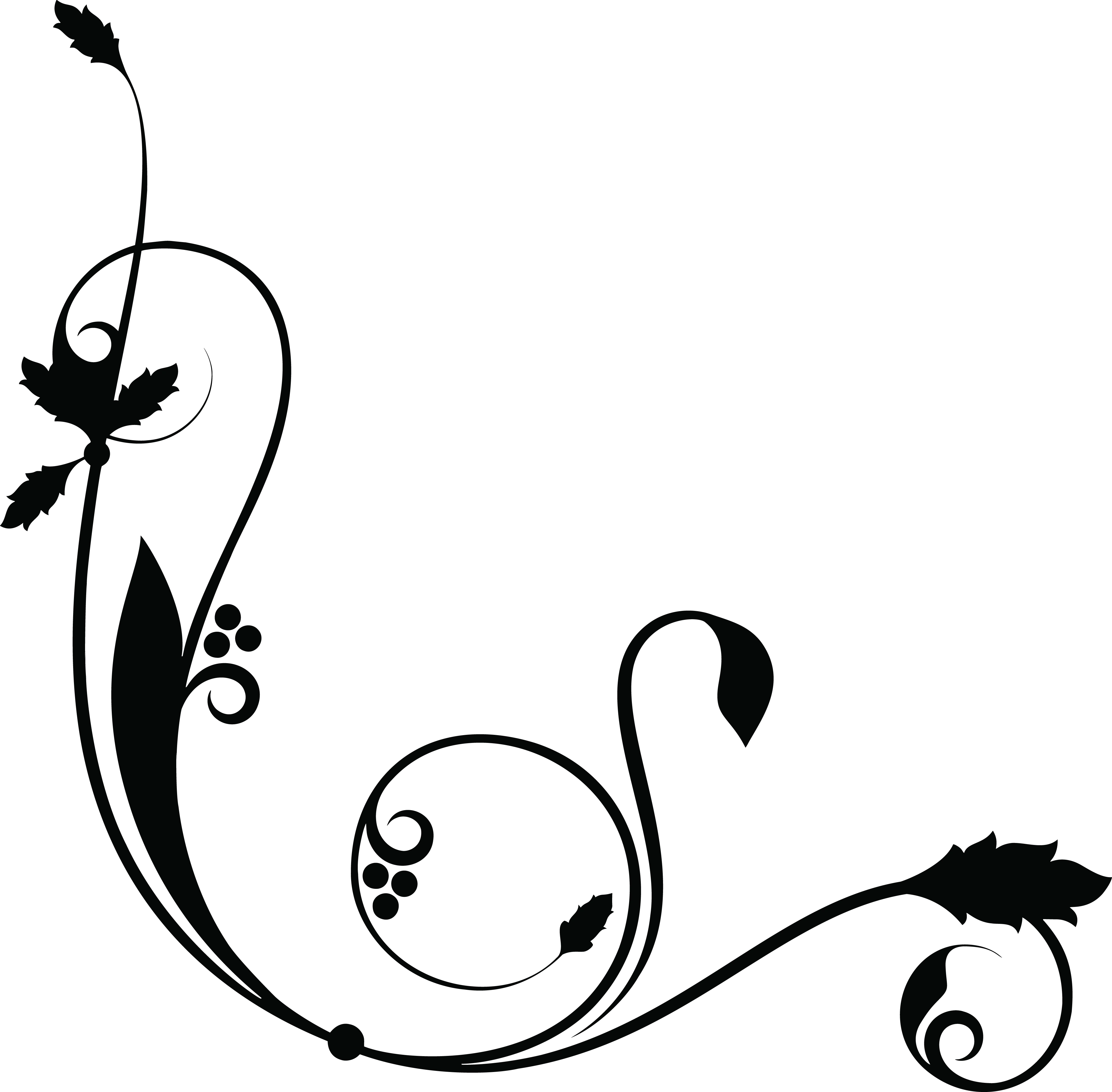 Black Floral Corner Silhouette Design