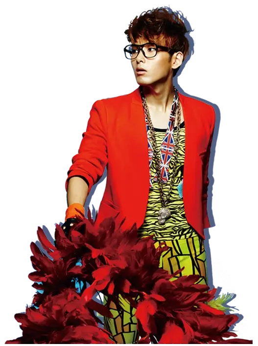 Person in Red Jacket with Glasses