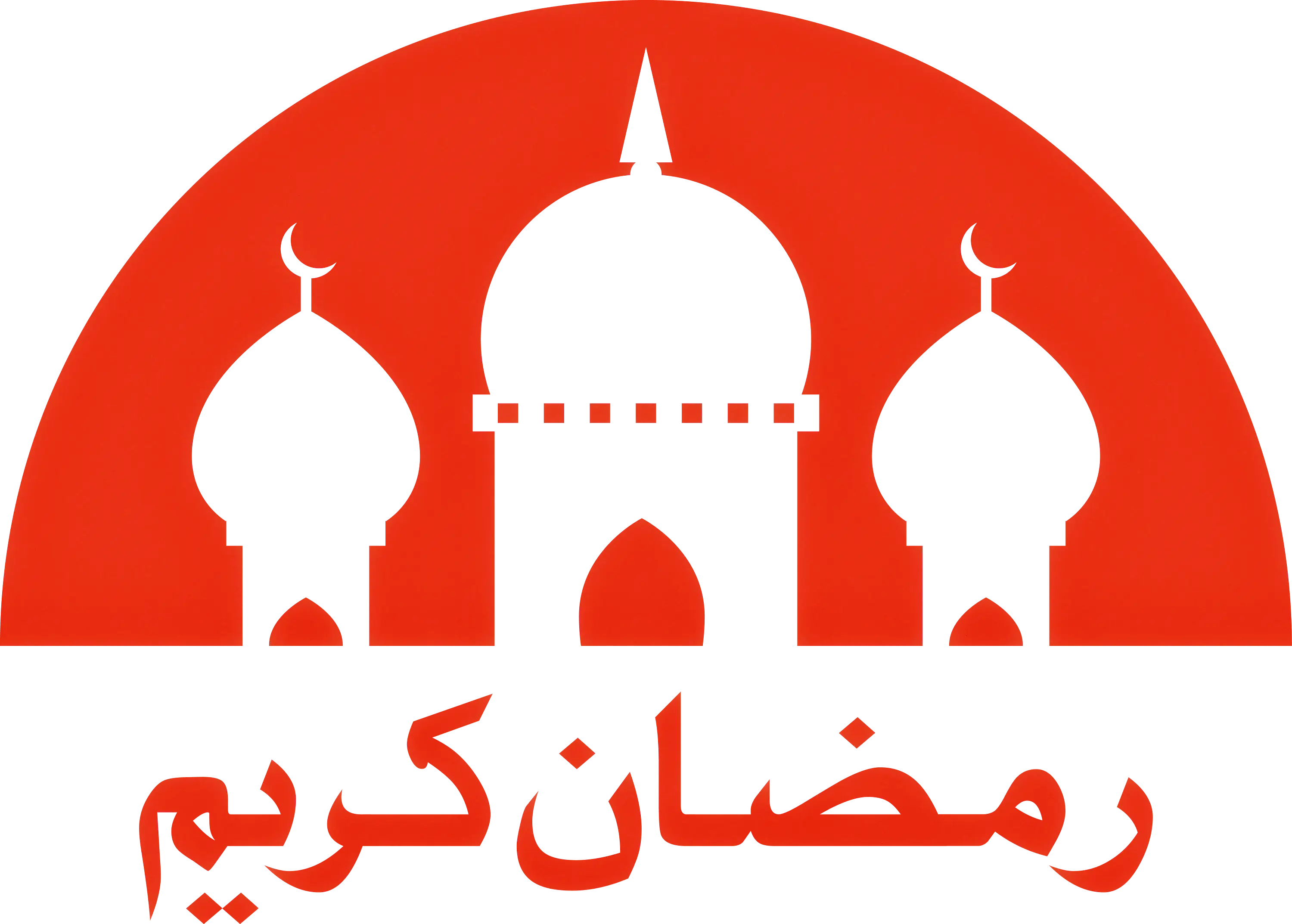 Red Ramadan Kareem Mosque Graphic Design