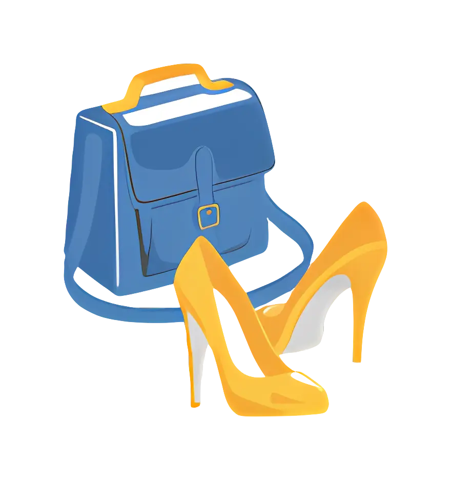Blue Bag and Yellow High Heels